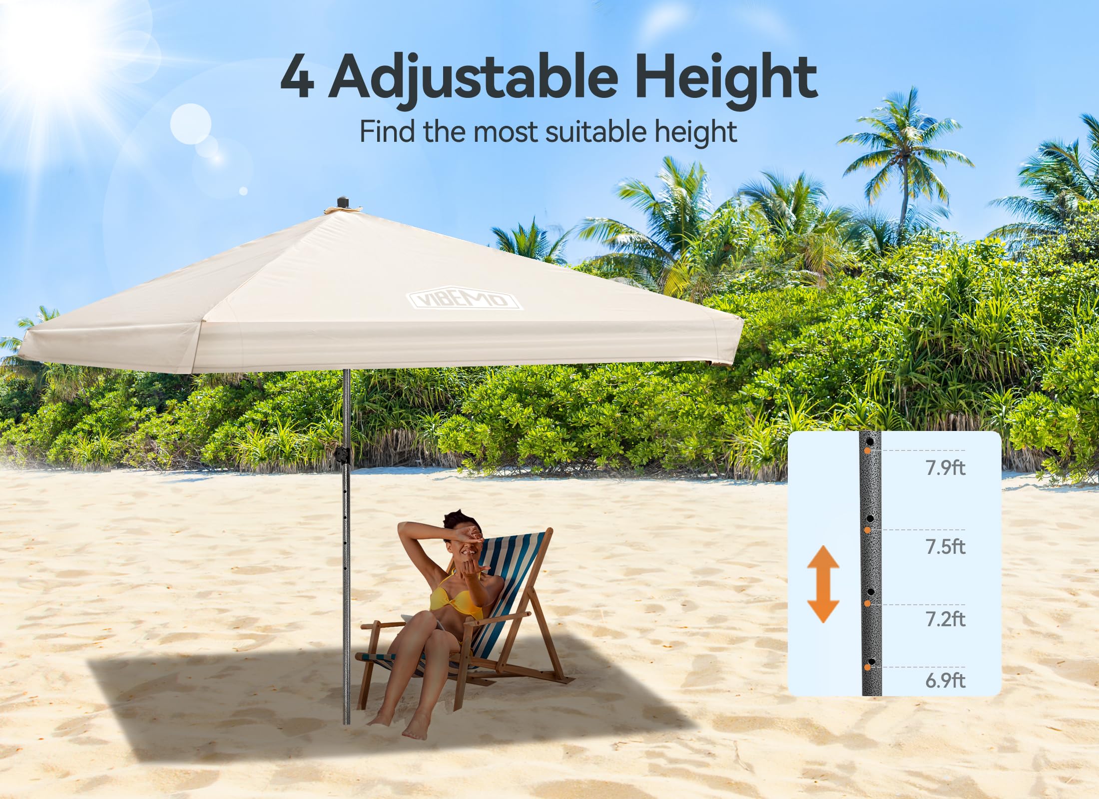UPF 50+ Beach Canopy Tent - 6.2x6ft Portable Sun Shelter with Adjustable Height & Waterproof Side Walls | Perfect for Family Beach Days, Picnics, and Outdoor Gatherings | Includes Interior Pockets & UV Protection