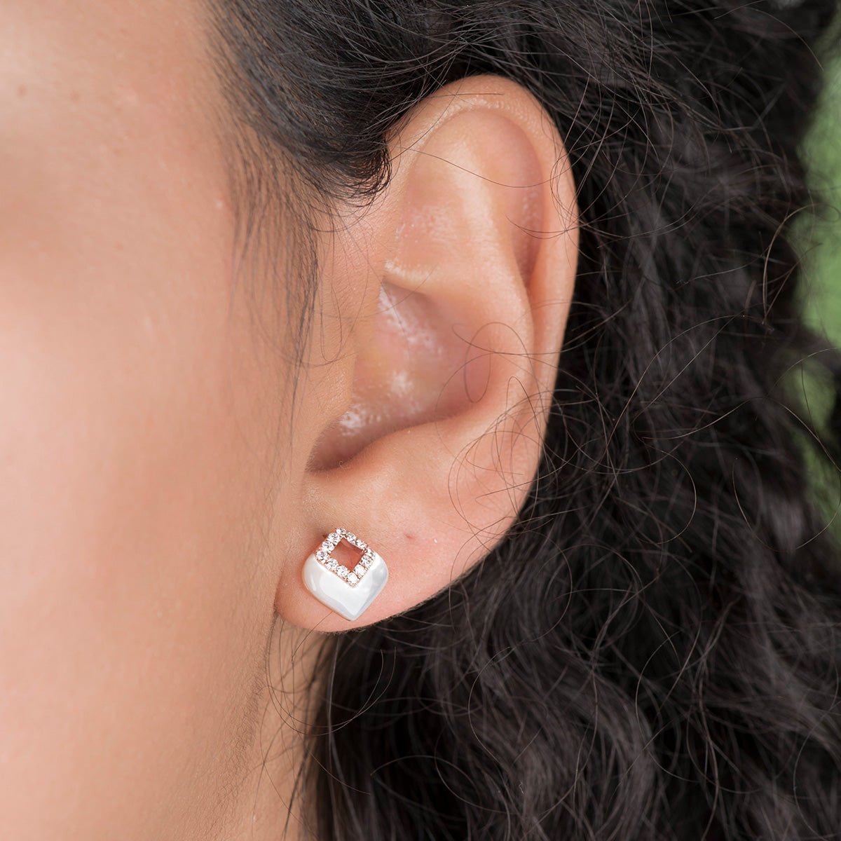 14K Rose Gold Mother of Pearl and Diamond Cutout Earrings – Elegant Dangle Earrings for Women, Perfect for Weddings, Parties & Special Occasions