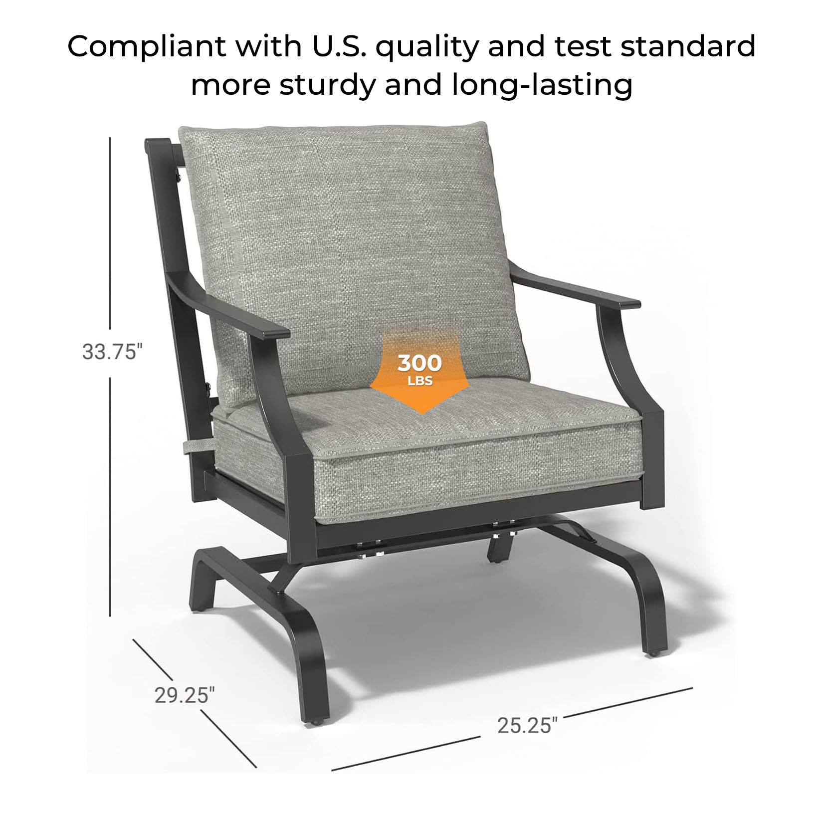 2-Piece Outdoor Rocking Chair Set with Removable Gray Cushions - Grand Patio Bistro Seating for Garden, Deck, Porch & Backyard Relaxation