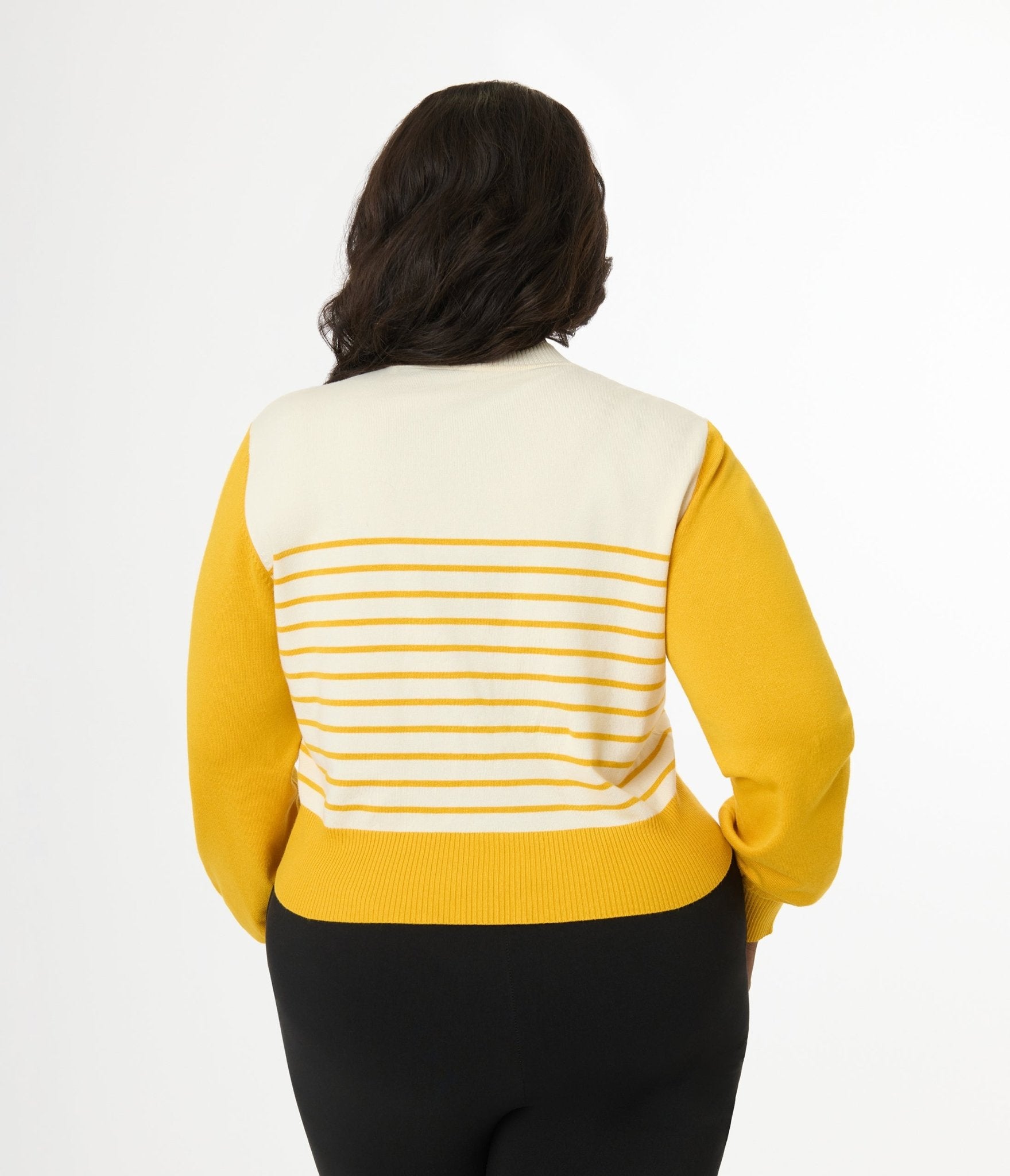 Disney Mickey & Friends Plus Size Yellow Striped Embroidered Cardigan Sweater - Vintage Inspired Mickey Mouse Fashion for Women | Perfect for Disney Parks, Cosplay & Casual Wear