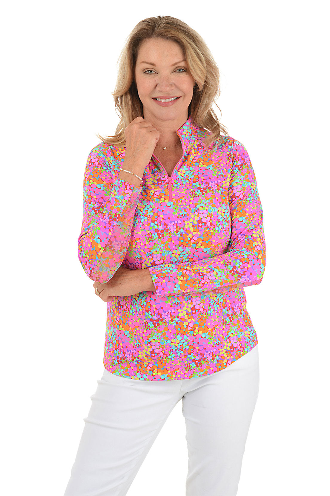 Hot Pink Allana Speckled UPF50+ Sun Shirt - Women's Lightweight UV Protection Beach Cover Up for Swimming, Hiking & Outdoor Activities