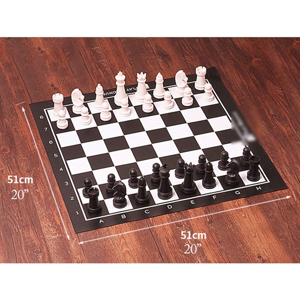 Premium Travel Chess Set with Luxury Leather Board & Shoulder Strap - Portable Black & White Chess Pieces in Carry Tube - Perfect for Outdoor Picnics, Camping Trips & Commuter Entertainment