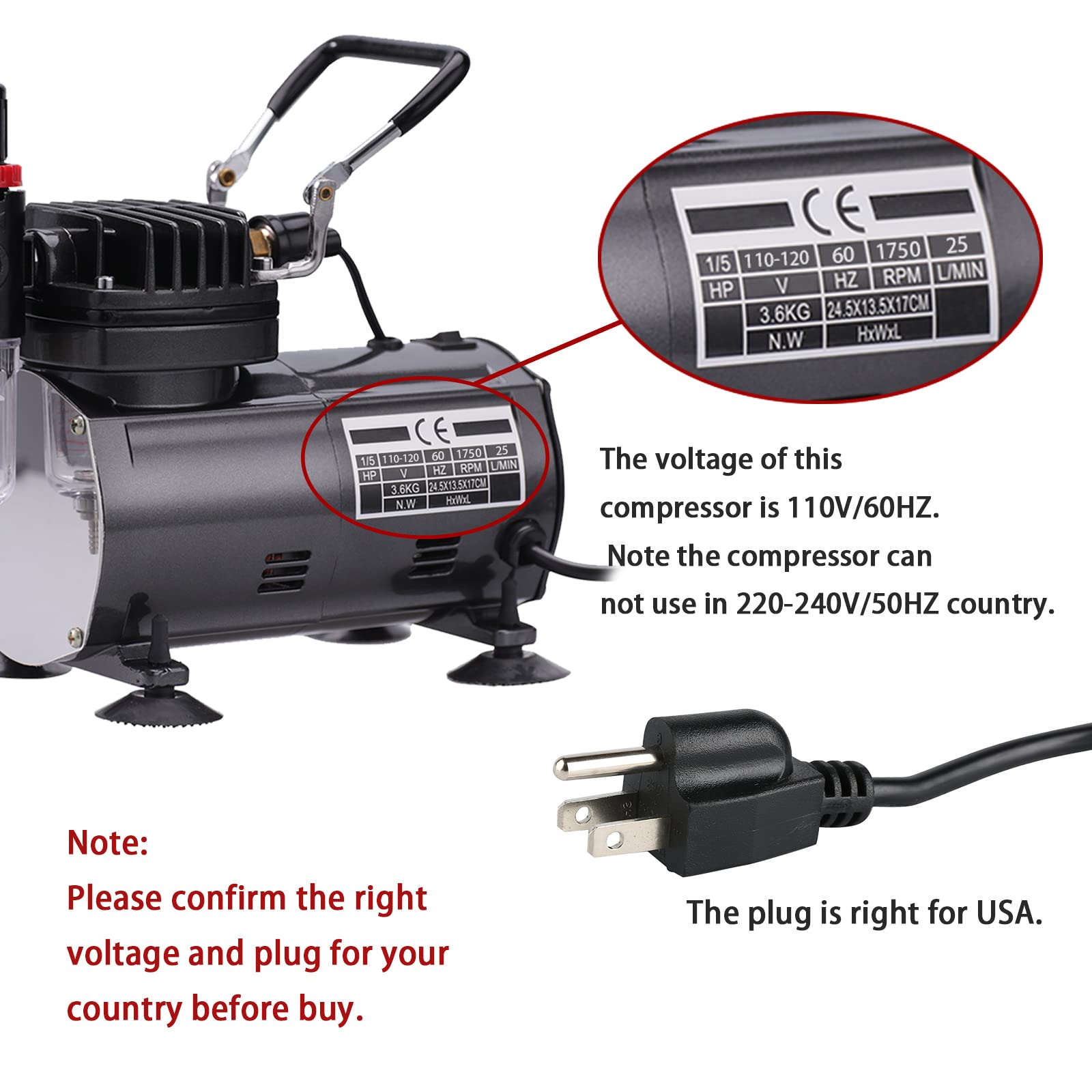 Professional Airbrush Kit with Compressor - 3 Dual-Action Airbrushes for Model Painting, Nail Art, Cake Decorating & Body Art | Gravity & Siphon Feed | Hobby & Professional Use | Perfect for Artists, DIY Crafts & Cosplay Makeup