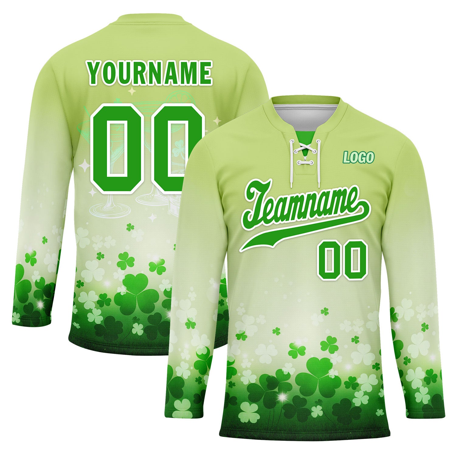 Custom Personalized Four Leaf Clover Hockey Jersey HCKJ01 E0615 - Perfect for Sports Games, Team Events & Fan Apparel Gifts