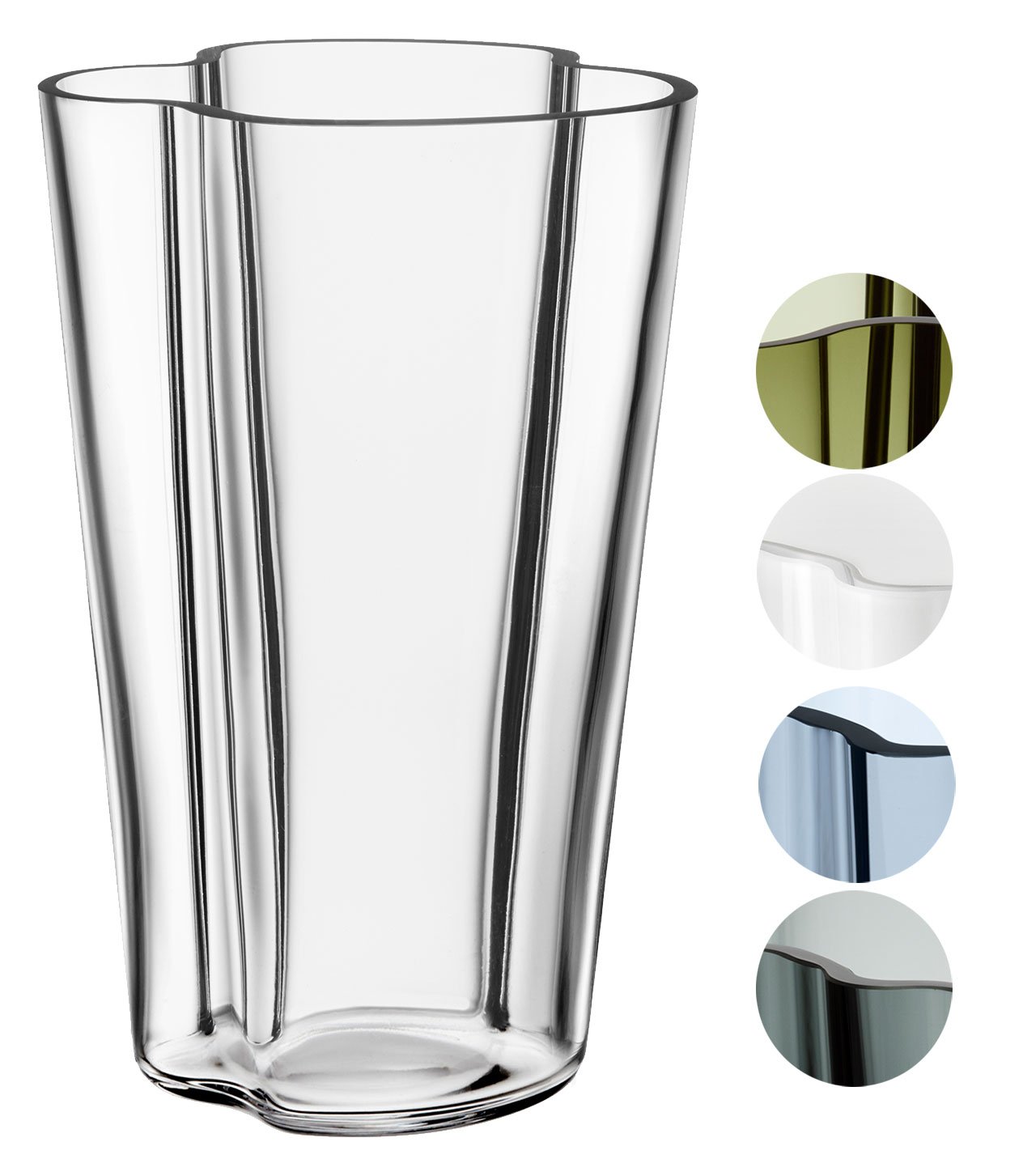 Iittala Aalto Vase 220mm Clear Glass - Modern Scandinavian Home Decor for Living Room, Dining Table & Wedding Centerpiece