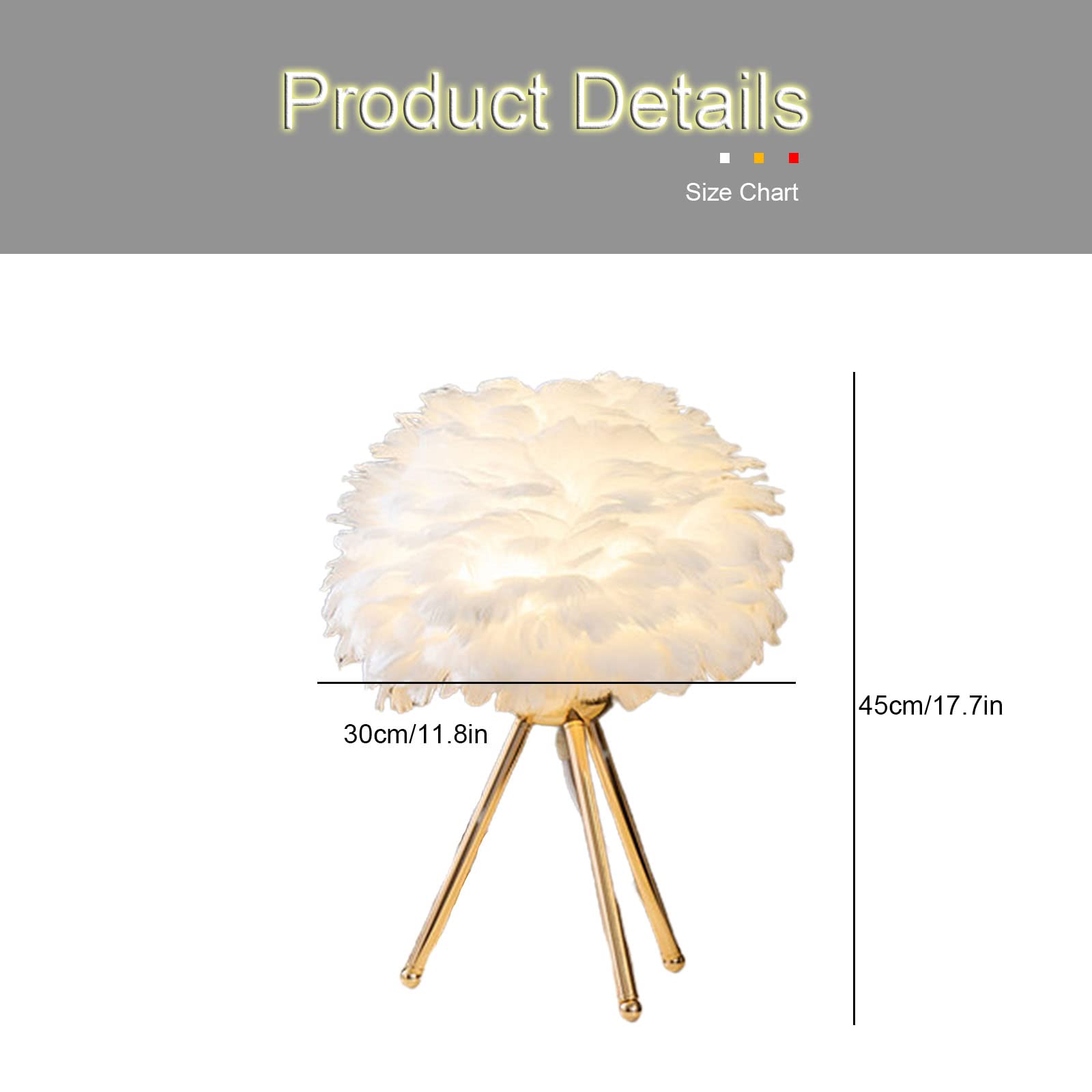 Modern Creative Feather Triangle Table Lamp - Elegant White with Golden Base for Bedroom, Living Room & Hotel Decor - Perfect Nightstand Lamp, Bedside Light & Warm Decoration for Wedding & Home Ambiance