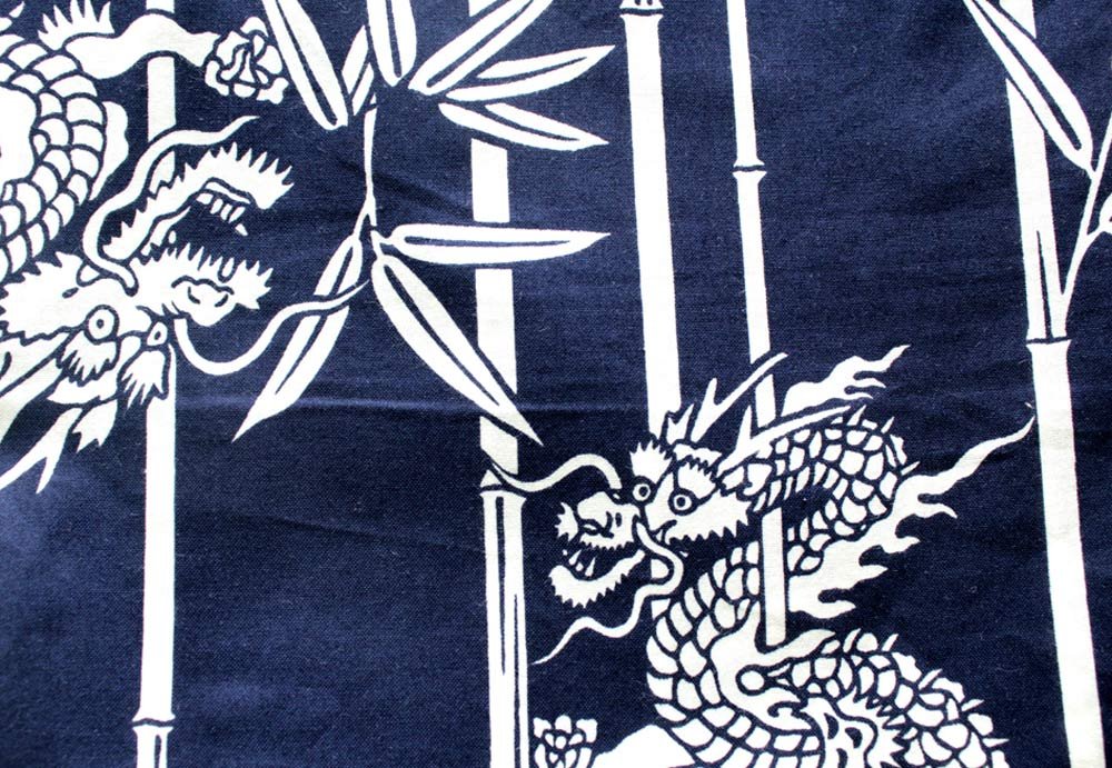 Japanese Kimono Yukata for Men - Navy Dragon Cotton Long Robe (Small 54
