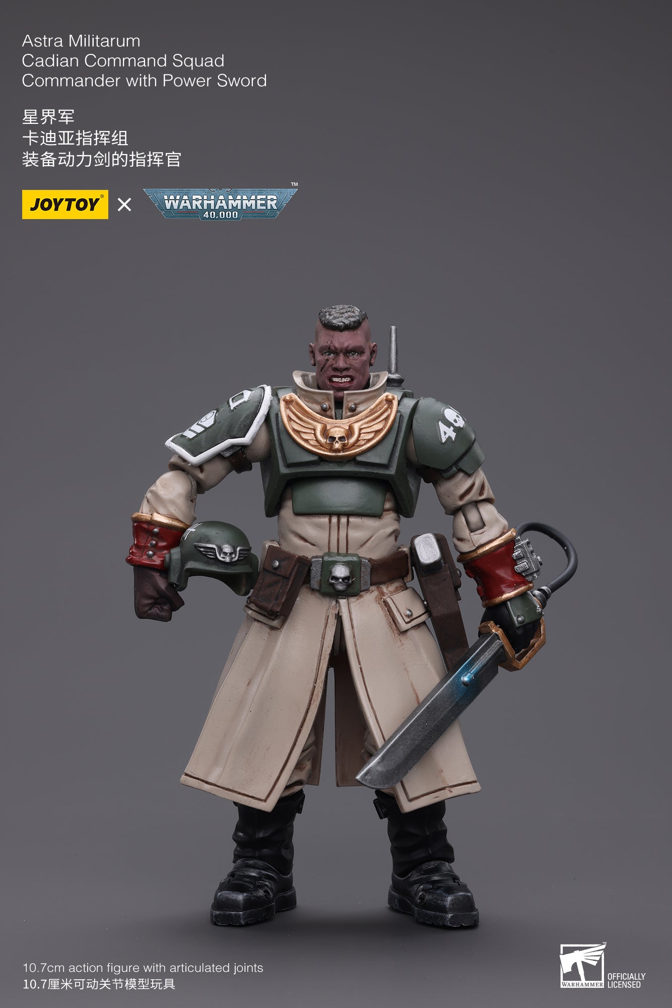 1/18 JOYTOY 3.75-inch Astra Militarum Cadian Command Squad Action Figure with Power Sword - Perfect for Warhammer 40K Collectors, Tabletop Gaming & Military Model Displays