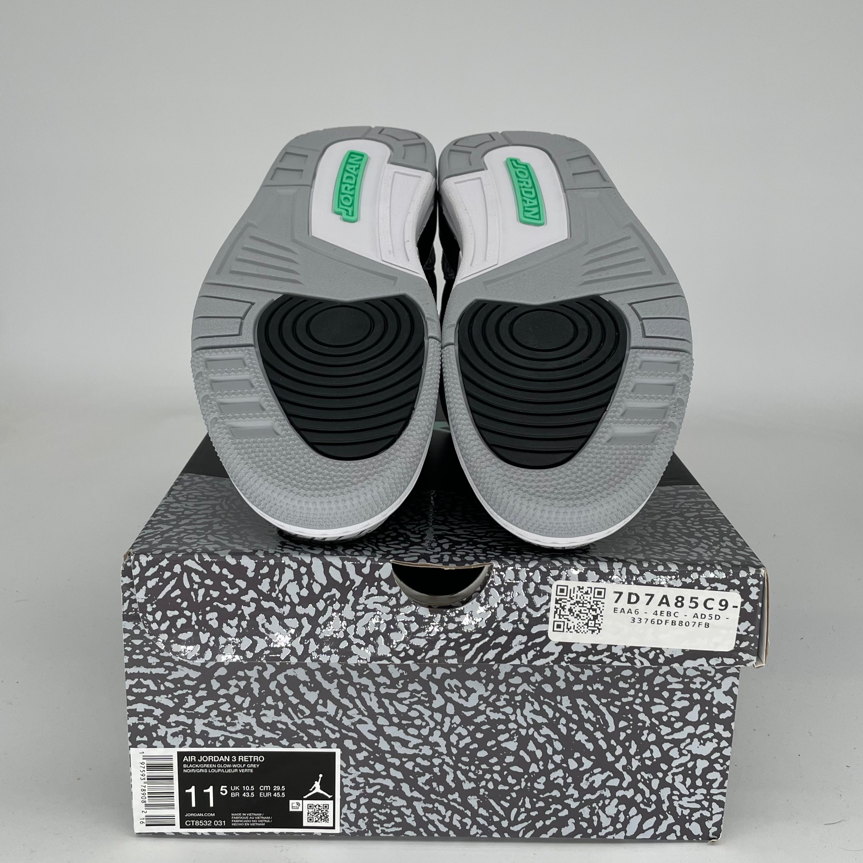 AIR JORDAN 3 Retro Green Glow Men's Basketball Shoes Size 11.5 - Style CT8532-031 | Perfect for Streetwear, Sneaker Collecting & Casual Wear