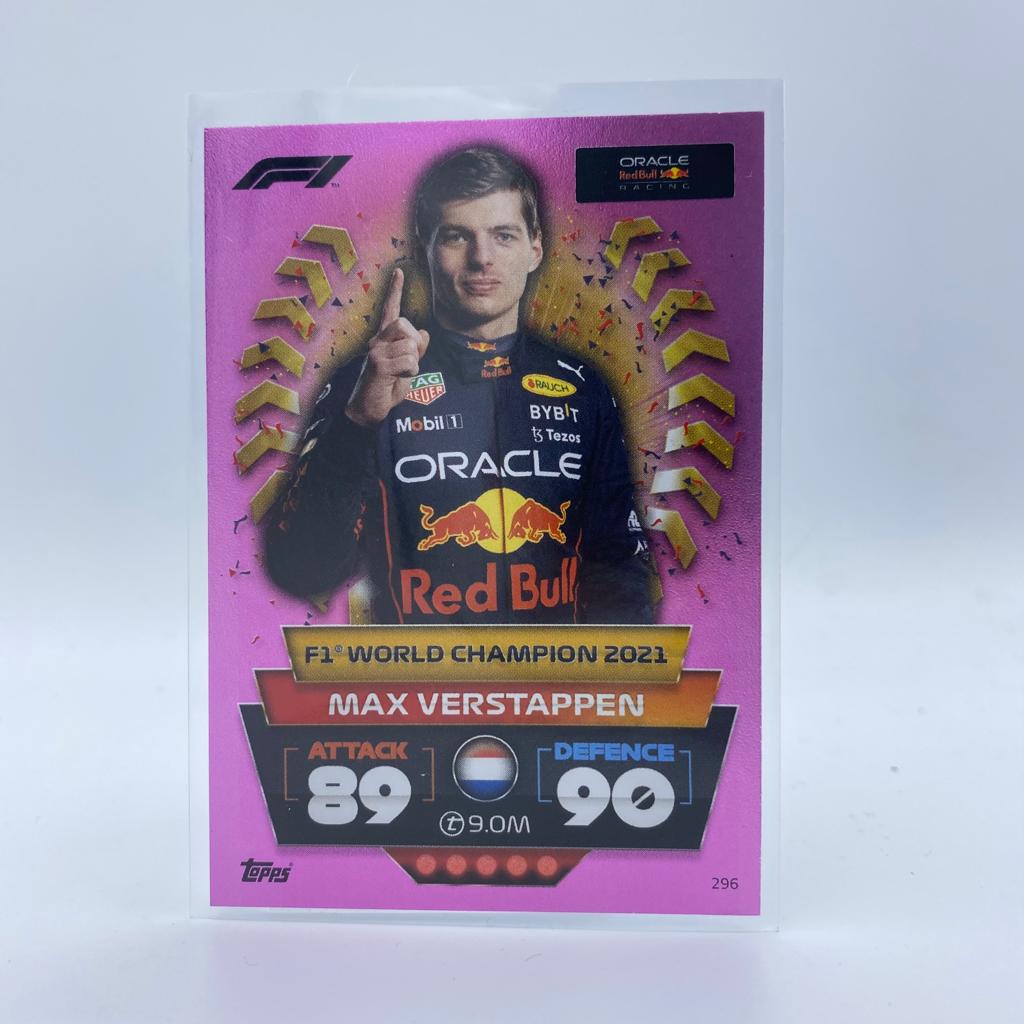 Max Verstappen 2021 F1 World Champion Pink Parallel Turbo Attax 2022 Trading Card - Collectible Sports Memorabilia for Formula 1 Fans & Card Collectors