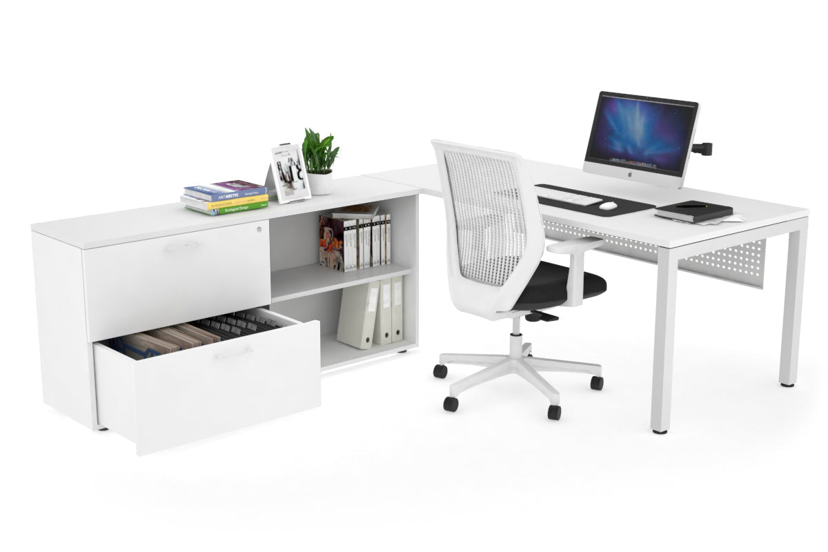 Quadro Square Executive White Frame Office Chair [1600L x 700W] - Premium Ergonomic Seating for Home Office & Conference Rooms