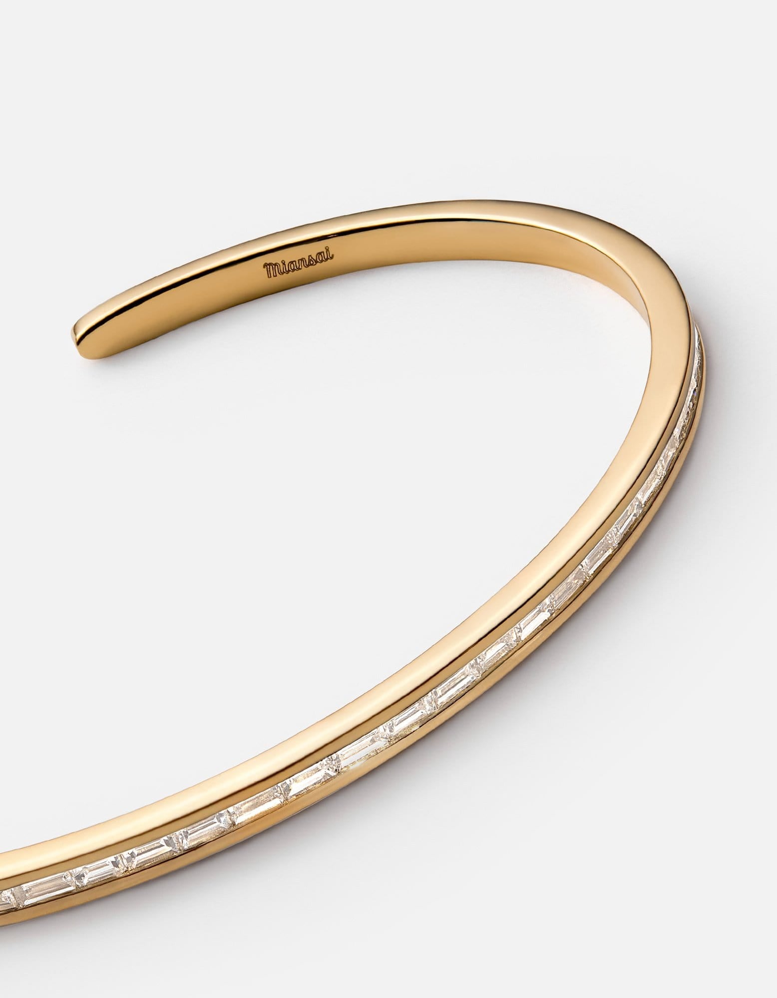 14K Gold Baguette Pavé Cuff Bracelet Set - Elegant Stackable Jewelry for Women - Perfect for Weddings, Parties & Special Occasions