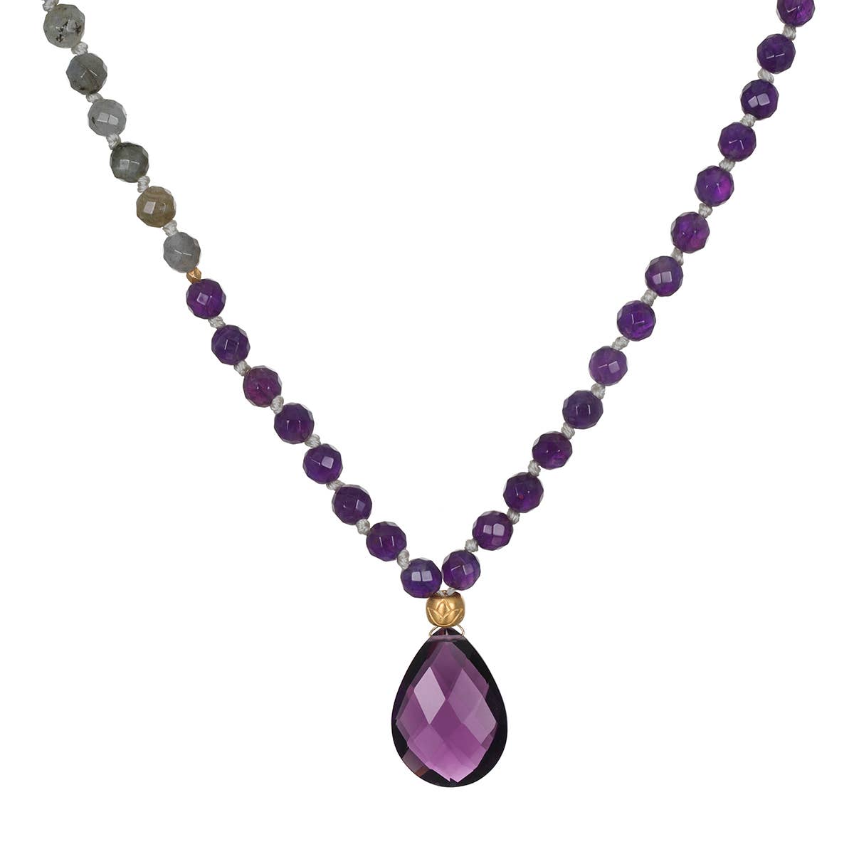 Natural Amethyst Gemstone Mala Beads - Handmade Healing Meditation Prayer Necklace for Stress Relief & Spiritual Balance | Perfect for Yoga, Reiki, and Mindfulness Practices