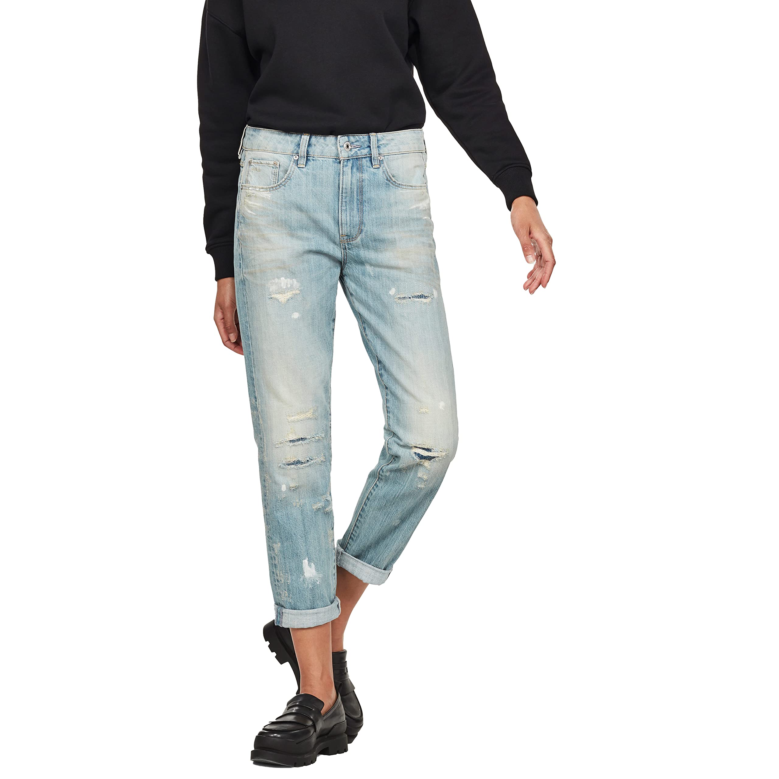 G-Star Raw Women's 3301 Mid Rise Boyfriend Fit Jeans - Comfortable Stretch Denim Pants for Casual Wear & Everyday Outfits