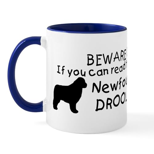 White/Navy Inside - Newfoundland Dog Drool Zone Mug
