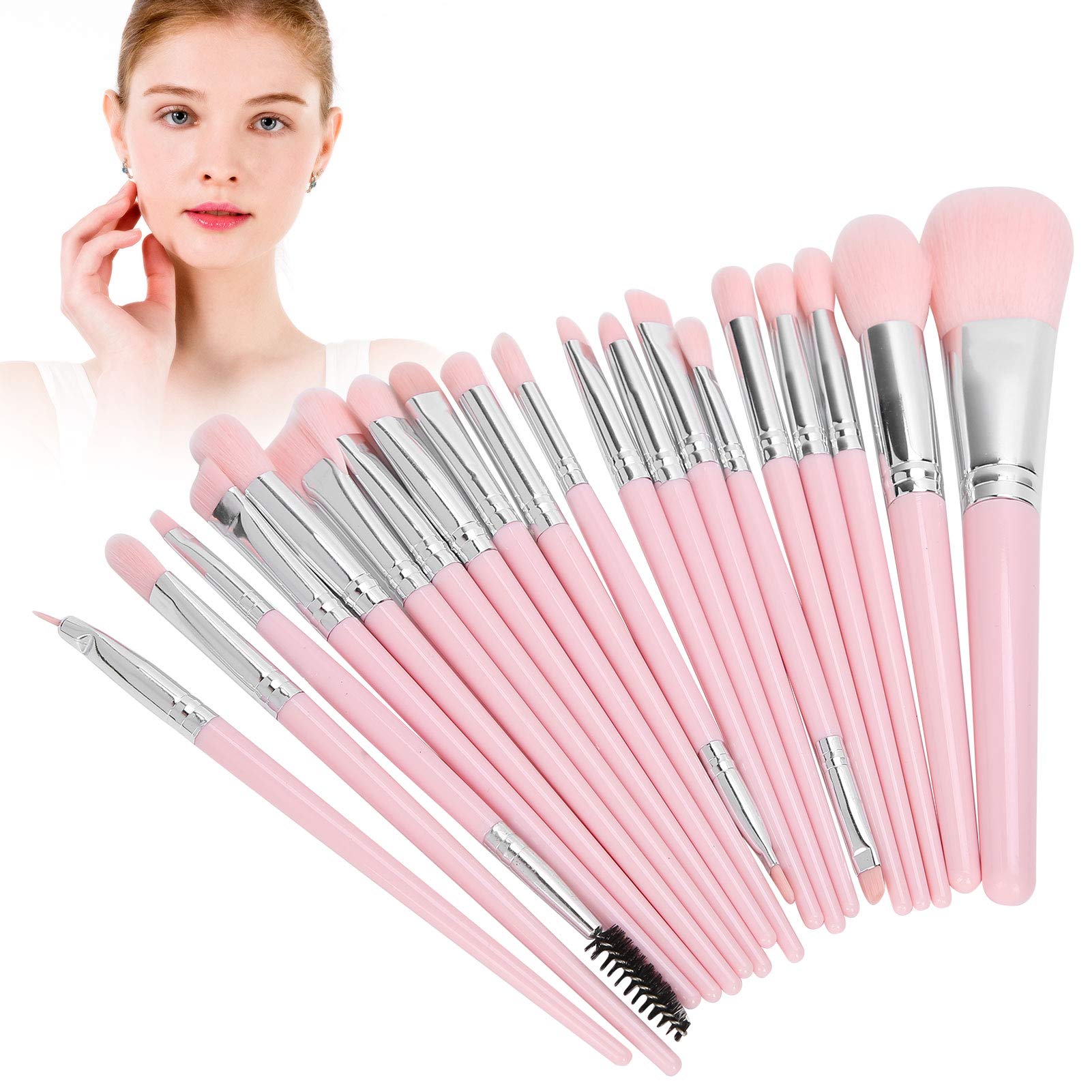 Premium Pink Makeup Brush Set - Blending Face & Eyeshadow for Women, Travel-Friendly Beauty Tools