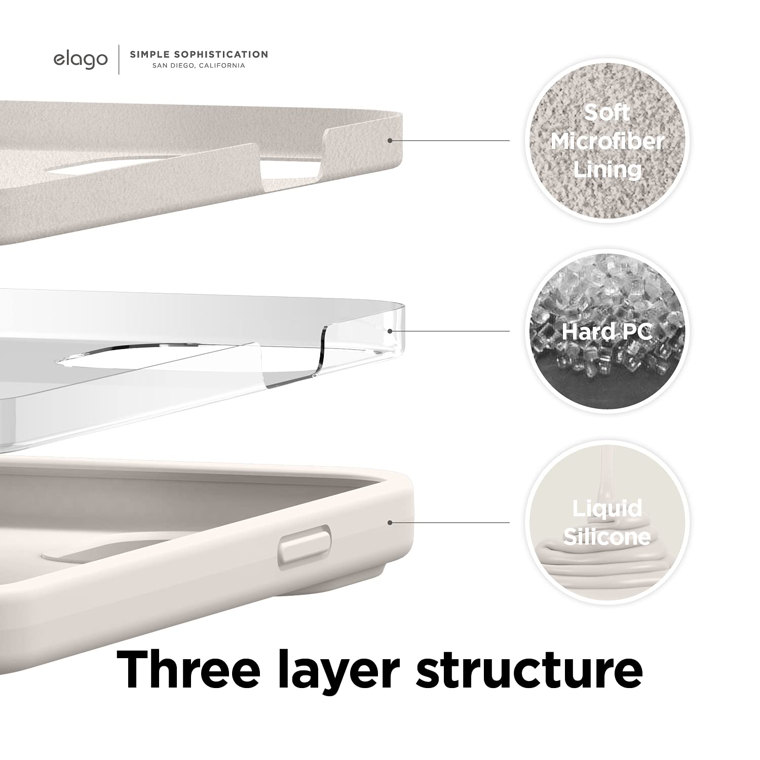 elago Premium Liquid Silicone Case for iPhone 13 (6.1 inches) - Shockproof Full Protection Cover with 3-Layer Structure & Soft Microfiber Lining to Prevent Scratches (Stone) - Perfect for Daily Use, Travel and Outdoor Activities