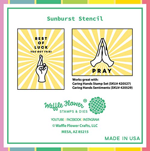 Waffle Flower Sunburst Stencil - DIY Scrapbooking & Card Making Template for Arts & Crafts Projects
