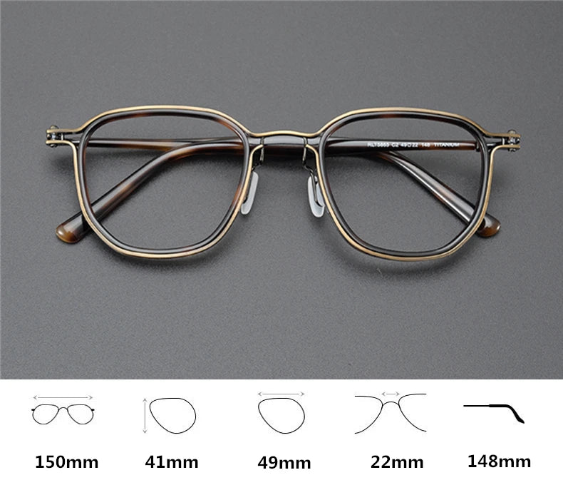 Unisex Black Titanium Acetate Square Eyeglasses - Full Rim Big Frame 55865 | Perfect for Work, Reading & Fashion Accessories