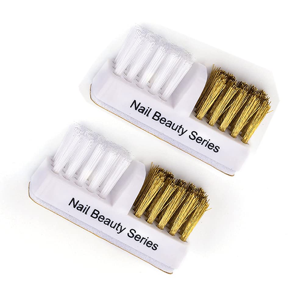 2Pcs Nail Art Drill Bit Cleaning Brushes - 2-in-1 Copper & Soft Bristle Brush Set for Professional & Home Manicure | Perfect for Nail Salon, DIY Nail Care & Electric Nail File Maintenance