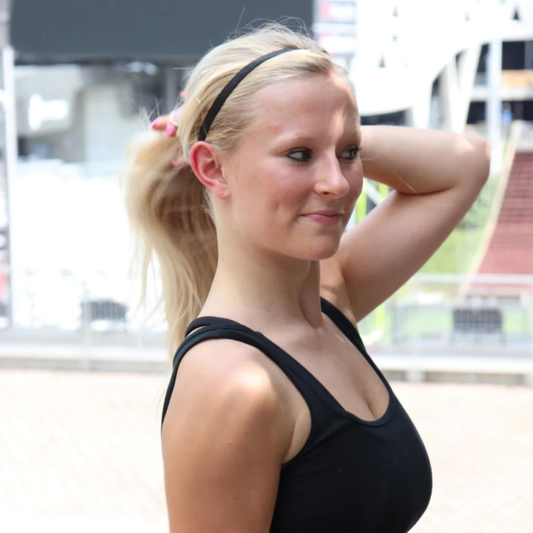 Non-Slip Velvet-Lined Headband for Women & Girls - Sweaty Bands Exercise Hairband in Rock Solid Black 3/8-Inch - Perfect for Yoga, Running, Workouts & Sports