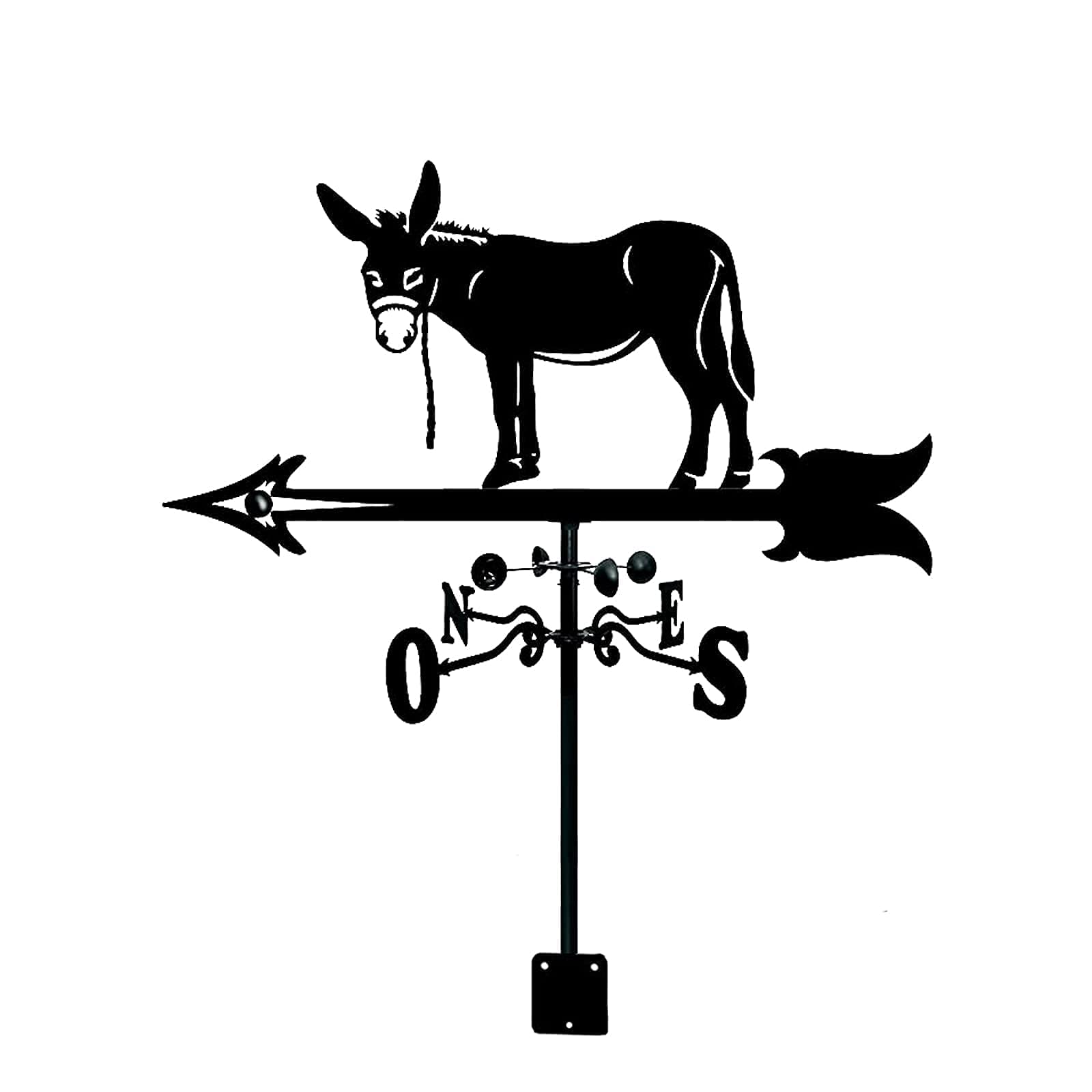 Stainless Steel Horse & Mule Weather Vane - Roof Mount Wind Direction Indicator for Courtyard & Garden Decoration | Easy to Assemble Outdoor Weathervane for Farmhouse, Barn & Patio Use
