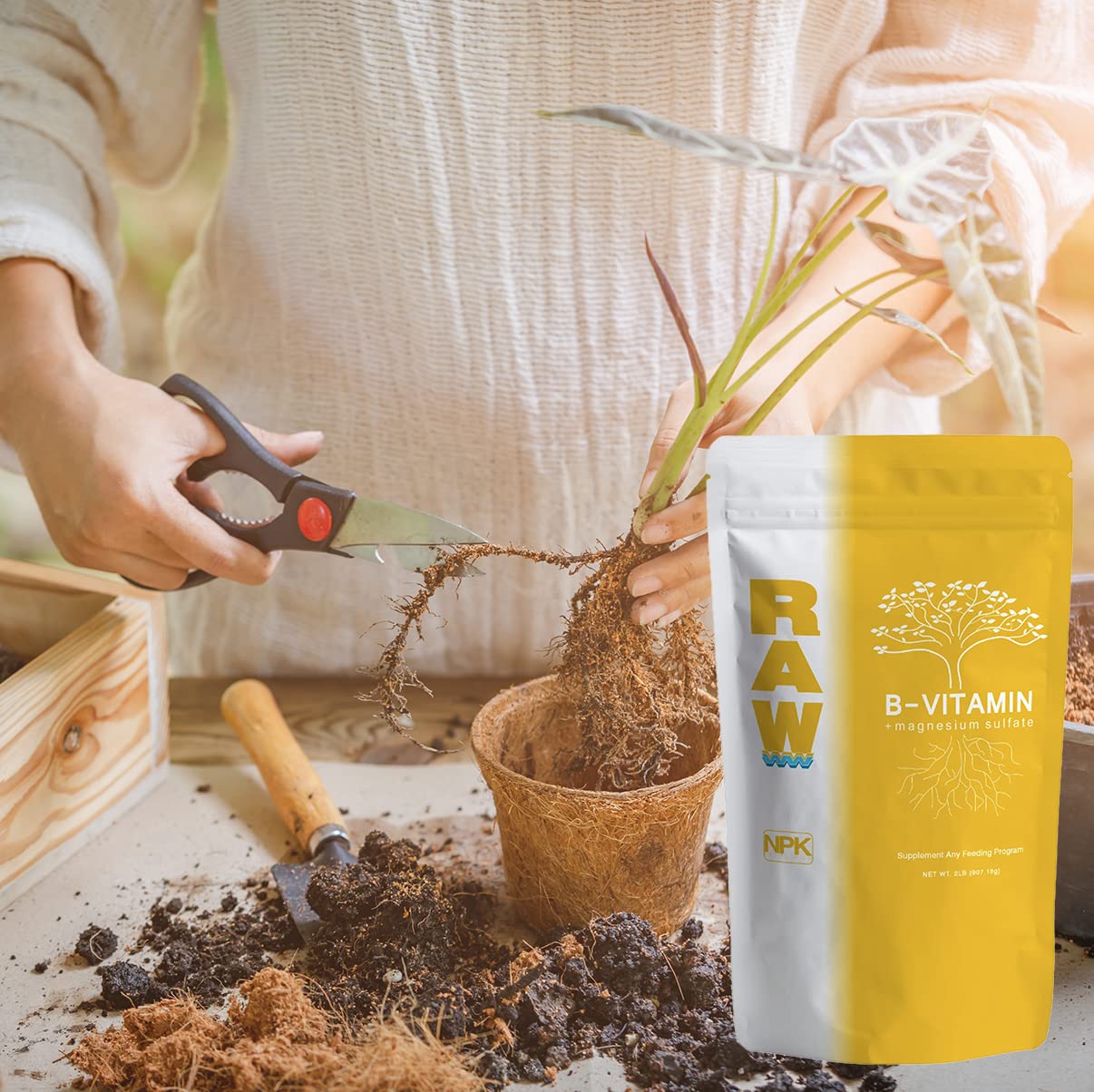 **RAW B Vitamin 2lb - Organic Plant Growth Booster with B Complex & Magnesium Sulfate - Promotes Healthy Development, Higher Yields & Nutrient Uptake - Ideal for Hydroponics, Soil Gardens & Indoor Plants**