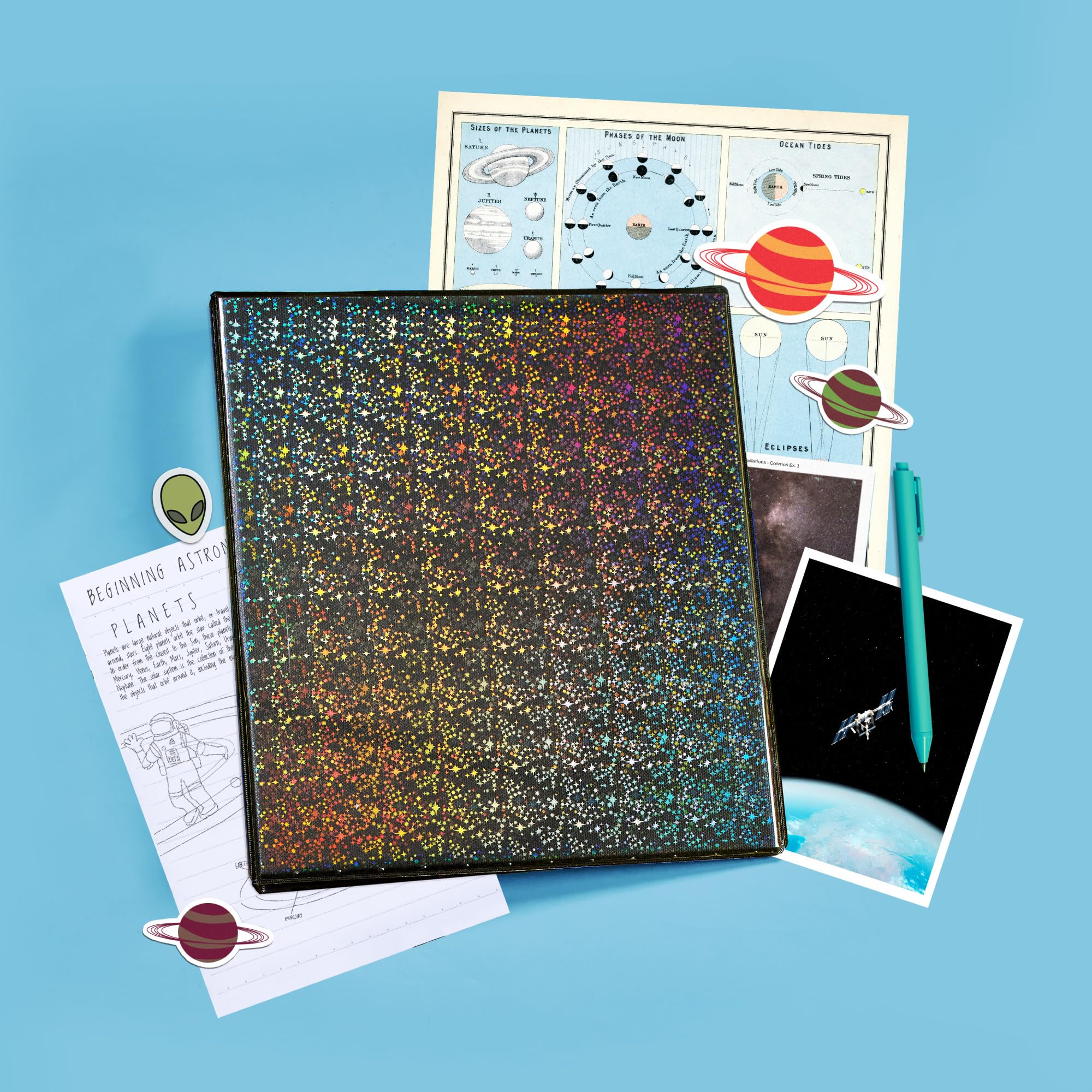 Avery Luxe Collection Durable Holographic 3-Ring Binder - 1 Inch Round Rings, Customizable View Cover, Holographic Black (03225) - Perfect for School, Office & Home Organization