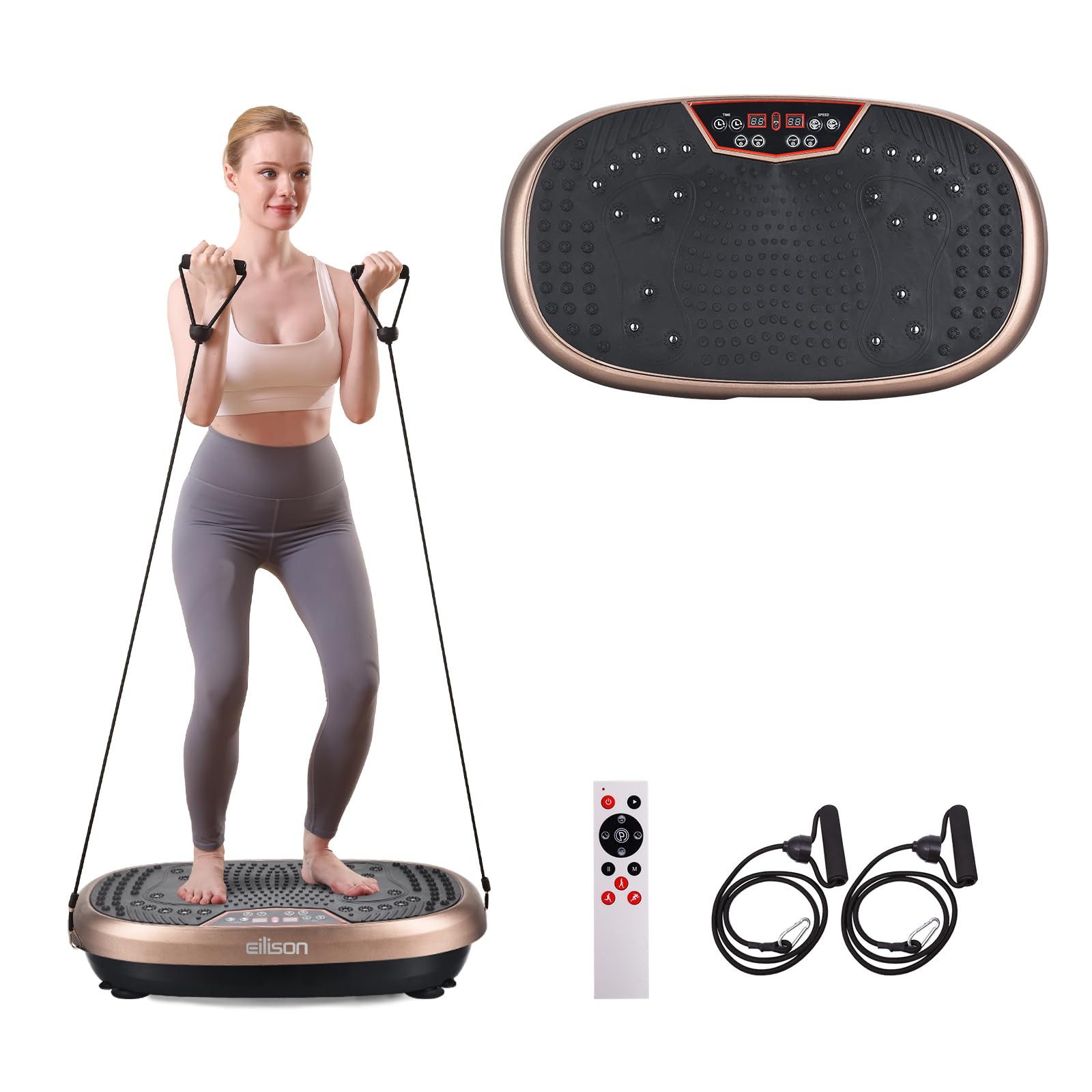 EILISON FitMax 3D XL Vibration Plate Exercise Machine - Whole Body Workout Platform with Resistance Bands for Weight Loss, Toning & Recovery - Ideal for Home Gym, Lymphatic Drainage & Fitness Enthusiasts