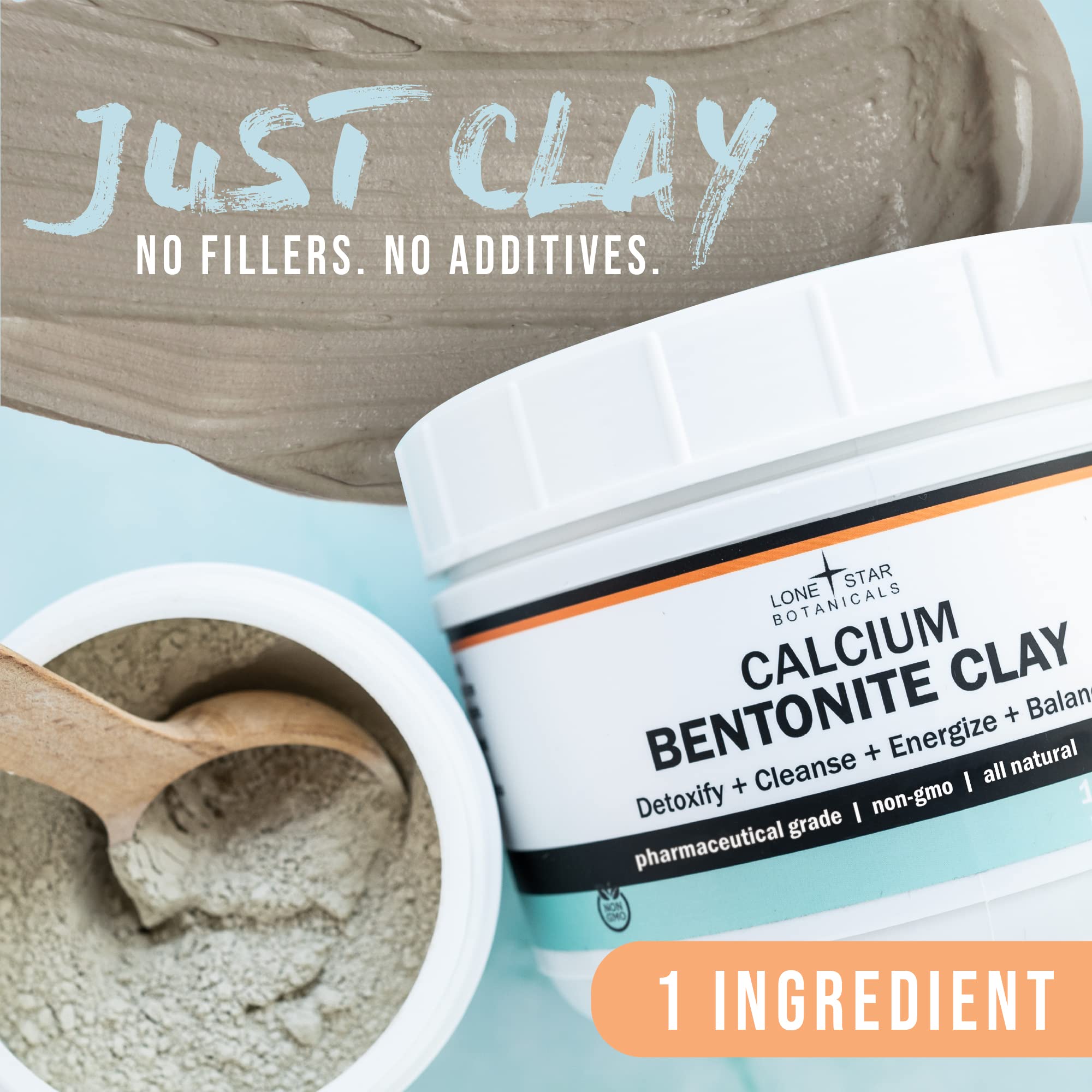Pure Pharmaceutical Grade Calcium Bentonite Clay Powder - Detoxifying Face, Body & Hair Mask for Deep Pore Cleansing | Natural Mud Mask for Skin Health & Beauty | Perfect for Spa Days, Acne Treatment & Holistic Skincare Routines