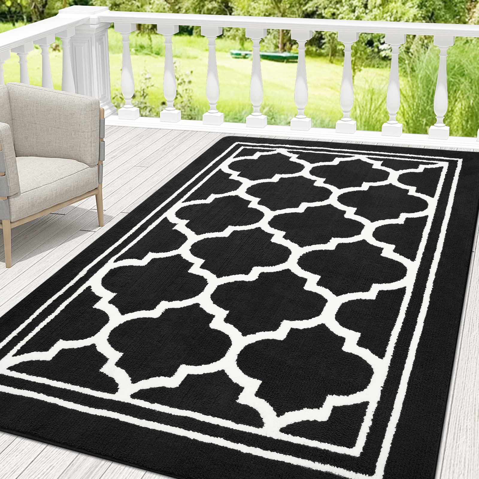 Premium Large Indoor Door Mat 71x47 Inches - Super Absorbent & Dirt-Resistant, Non-Slip Low Profile Floor Mat for Entryway, Front & Back Doors - Ideal for Homes, Apartments & Offices (Black)