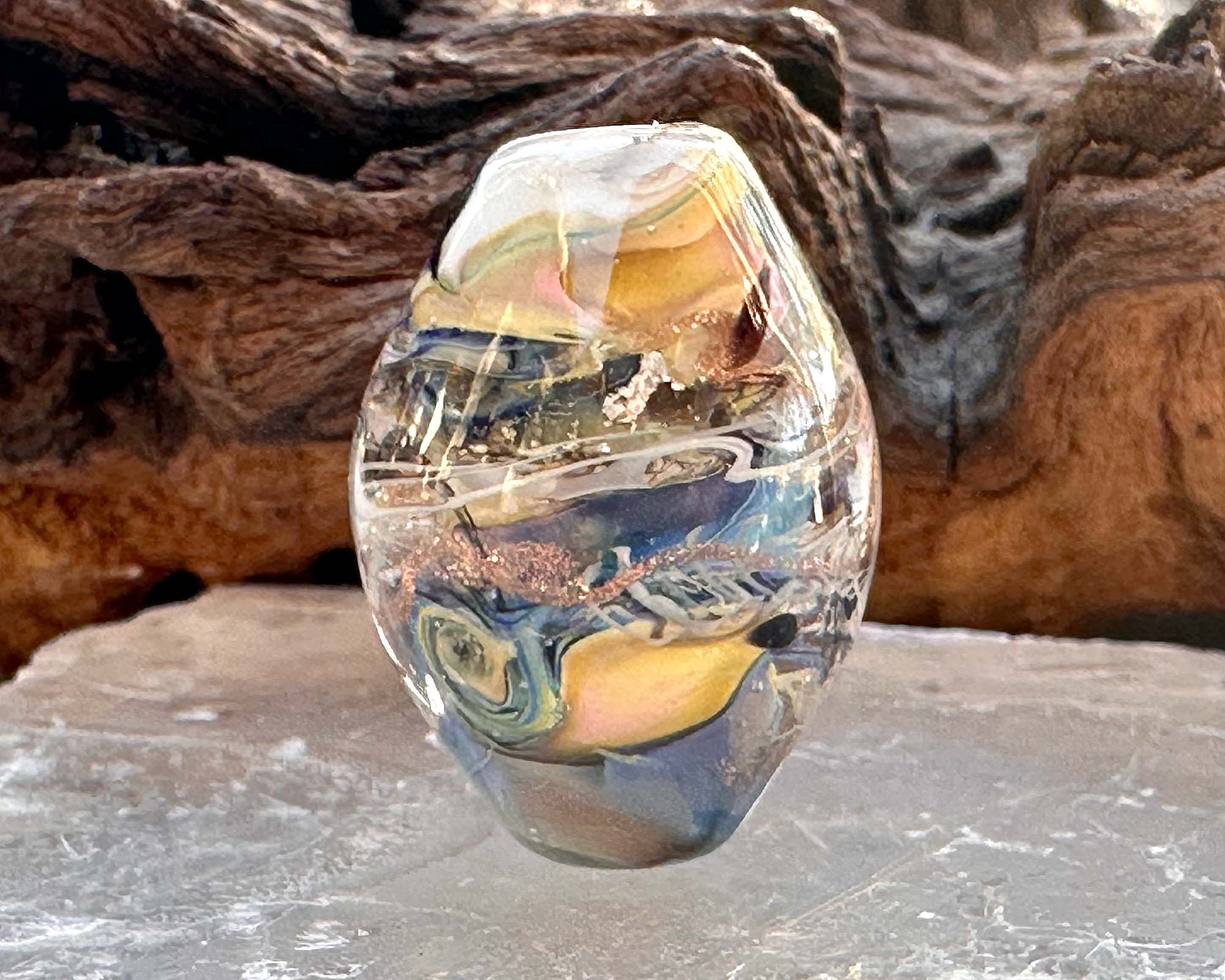 Golden Wonder Lampwork Focal Bead SRA - Handmade Glass Bead for Jewelry Making, DIY Crafts, Necklaces & Bracelets - Perfect for Beaders and Artisan Jewelry Designers