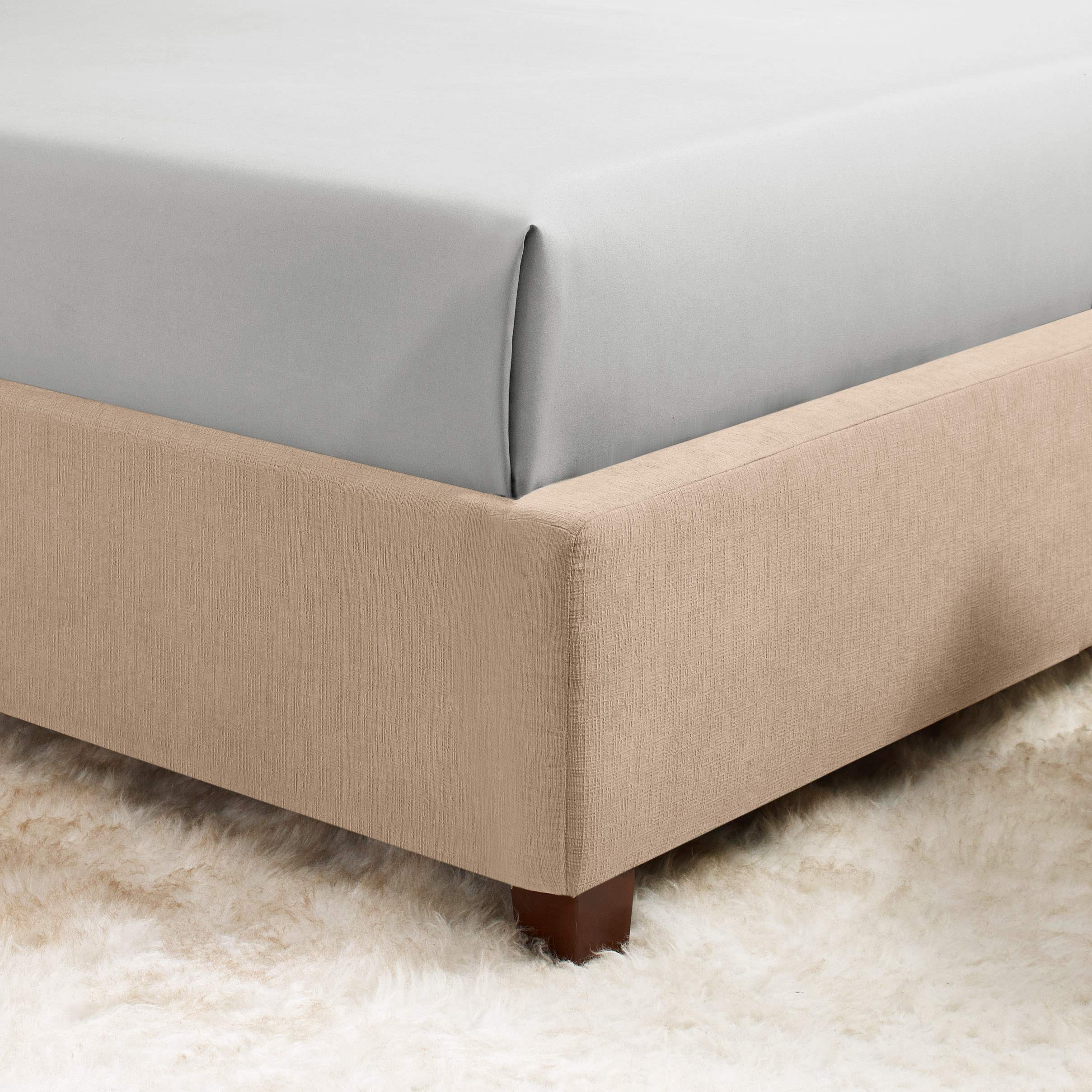 Premium 600 Thread Count Cotton Sateen Sheet Set - Silver Grey, 4-Piece Olympic Queen Size with 25