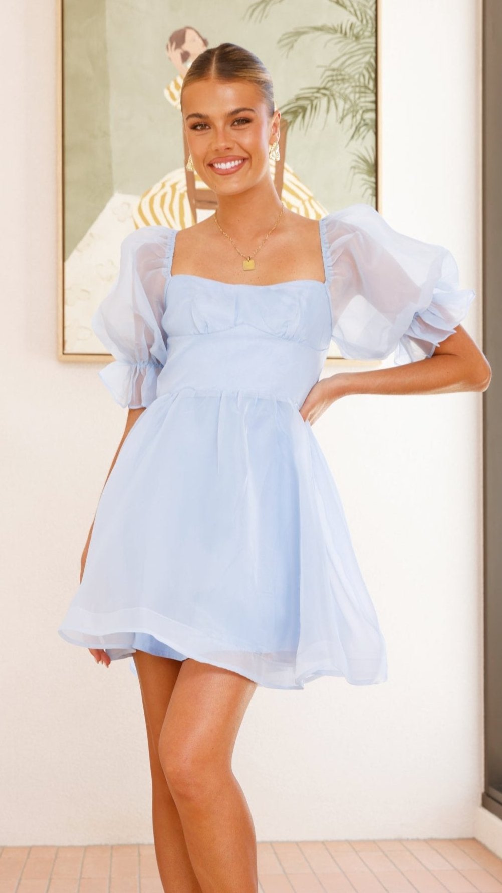 Lakeithia Mini Dress for Women - Blue Flowy Summer Dress for Casual Wear, Beach, Party & Date Night