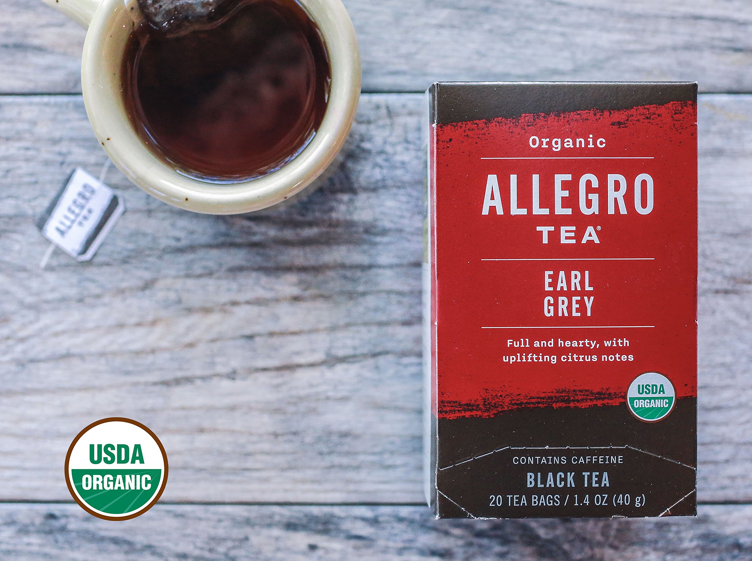 Organic Earl Grey Tea Bags by Allegro - 20 Count | Premium Black Tea with Bergamot | Perfect for Afternoon Tea, Office Break or Relaxing at Home