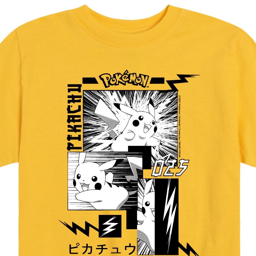 HYBRID APPAREL Pokémon Pikachu Manga Youth Graphic T-Shirt - Cool Anime Short Sleeve Tee for Kids & Teens - Perfect for Cosplay, Gaming & Casual Wear