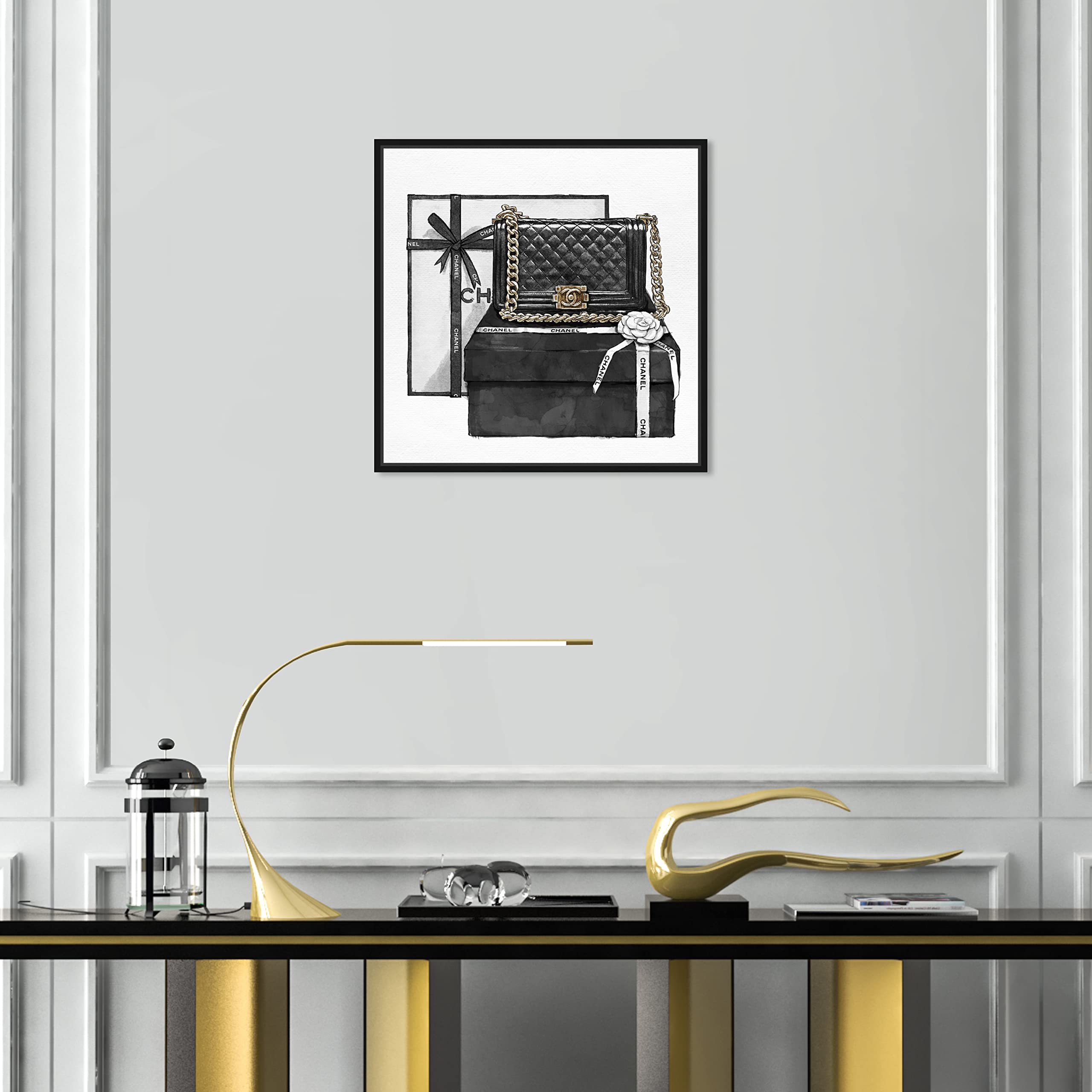 Oliver Gal Artist Co. Fashion & Glam Wall Art Canvas - Handbags Framed Print 16x16 Inch Black White - Perfect for Living Room, Bedroom & Office Decor