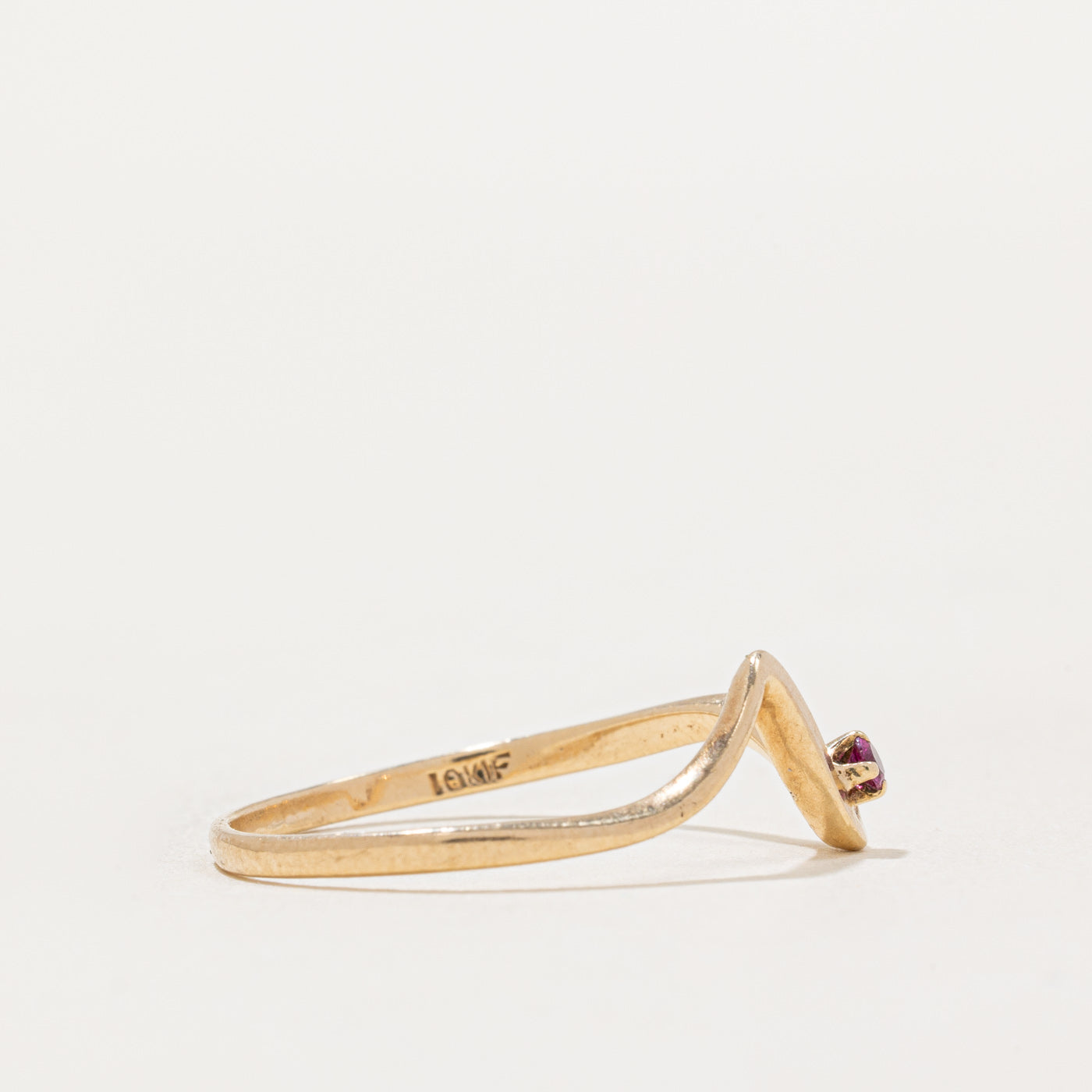 Synthetic Ruby Wave Design Ring - 0.03ct Size 7.25 - Elegant Jewelry for Women, Perfect for Weddings, Anniversaries & Special Occasions