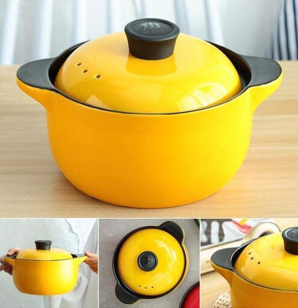 Premium Ceramic Casserole Non-Stick Pan - Korean Style Clay Pot for Gas Stove, High Temperature Safe Soup Pot with Bright Fire Color, Healthy Ceramic Cookware for Stews, Soups & Hot Pot Dishes | Perfect for Home Cooking, Asian Cuisine & Family Meals