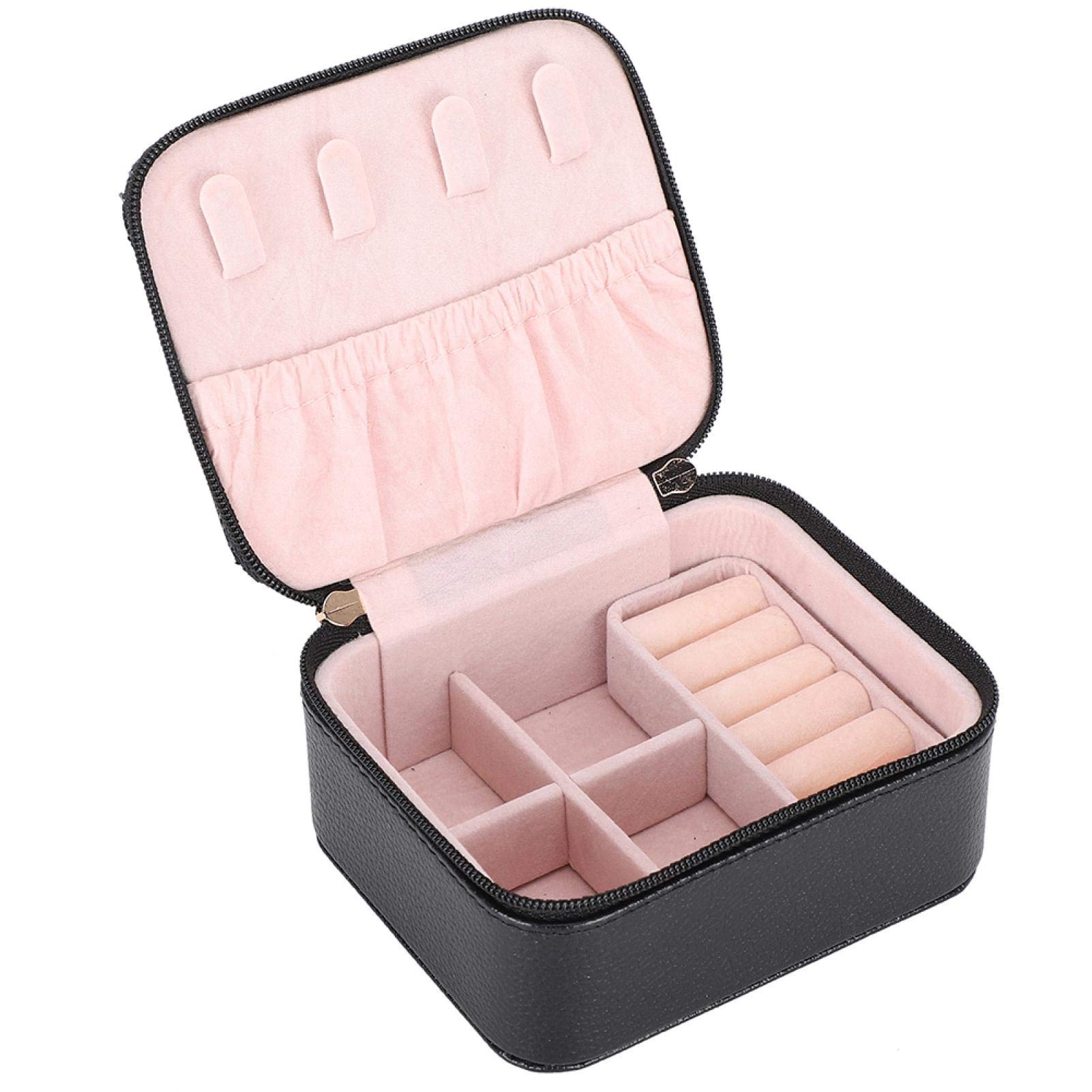 Fockety Jewelry Organizer Box - Earring & Ring Storage Case with Multiple Compartments for Necklaces, Bracelets & Hair Accessories | Perfect for Travel & Home Organization (Black)