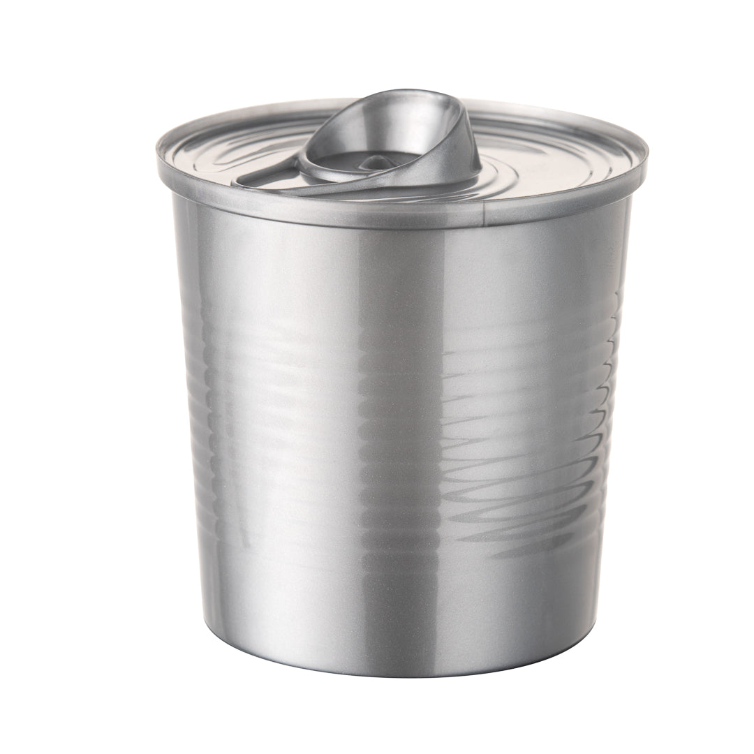 4 oz Round Silver Plastic Tin Can with Lid (2.5