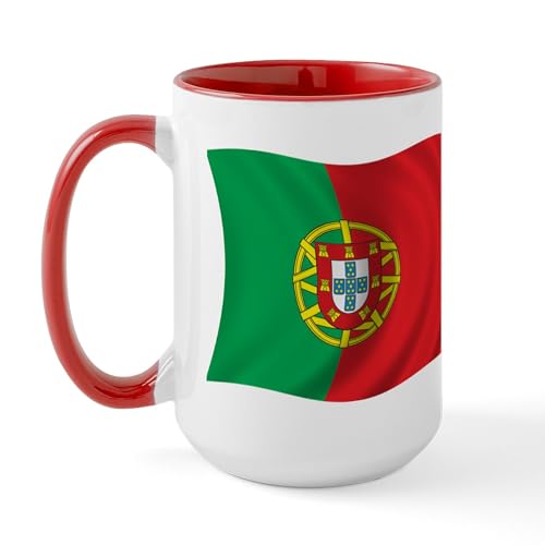 White/Red Inside - Wavy Portugal Flag Large Mug