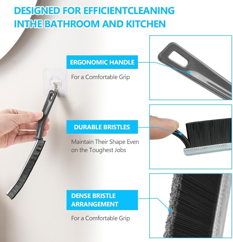 JICOOT Multi-Purpose Gap Cleaning Brush for Bathroom, Kitchen Tiles, Window Tracks & Door Slots - Deep Clean Hard-to-Reach Corners & Dead Spaces - Perfect for Home, Office & RV Cleaning (Plastic Gap Brush)