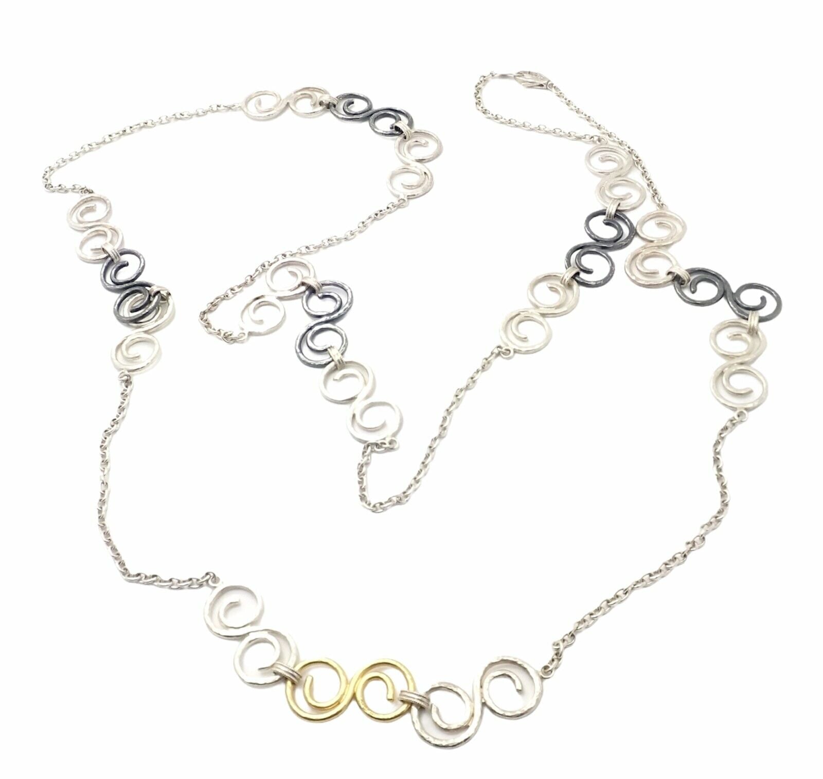 Authentic 24K Yellow Gold & Sterling Silver Long Curl Necklace - 46 Inch Elegant Dainty Chain for Women | Perfect for Weddings, Parties & Special Occasions