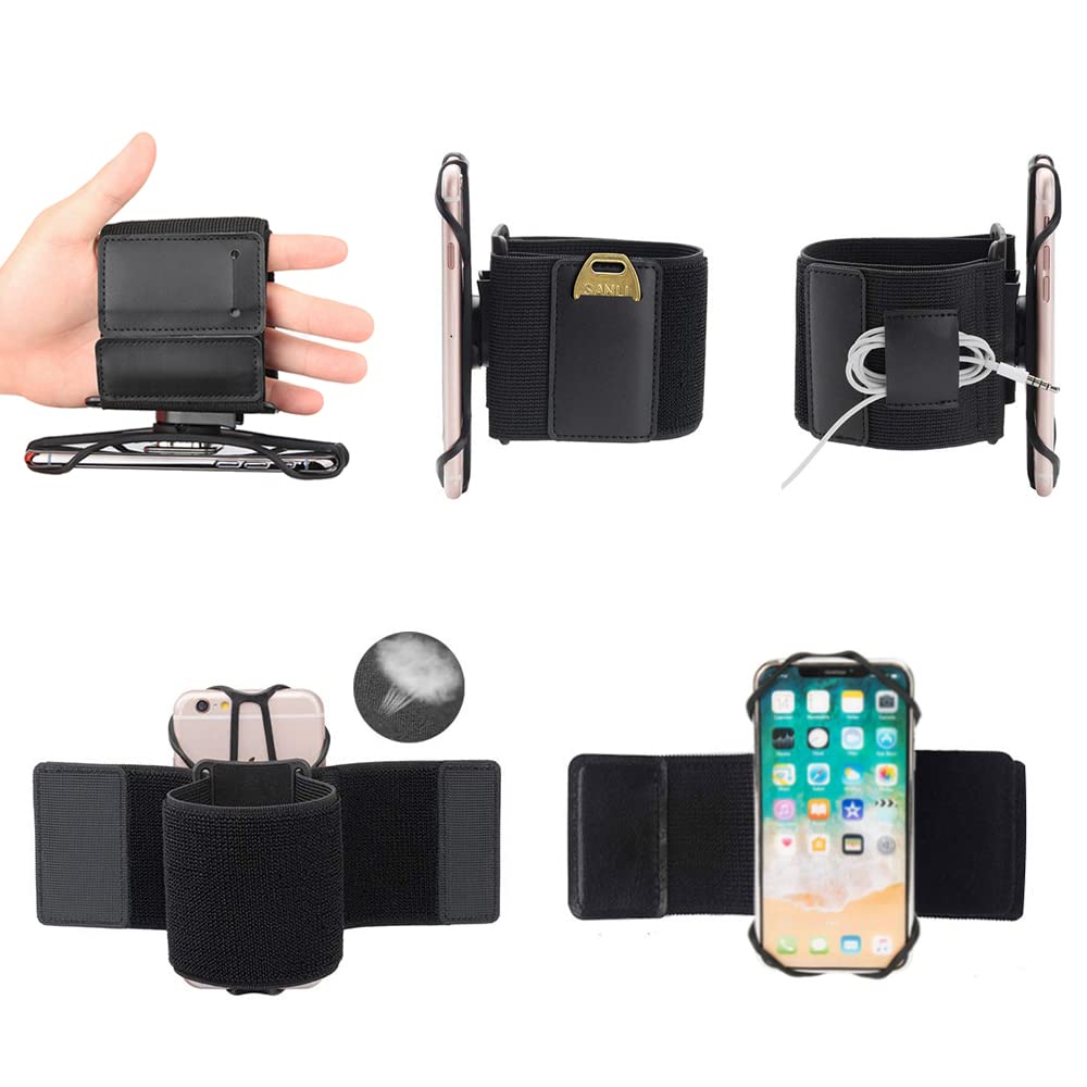 **Adjustable Sports Armband for Smartphone - 360° Rotatable Forearm & Wrist Phone Holder for 4-6.5 Inch Devices - Perfect for Running, Cycling, Gym Workouts & Outdoor Activities (Black)**