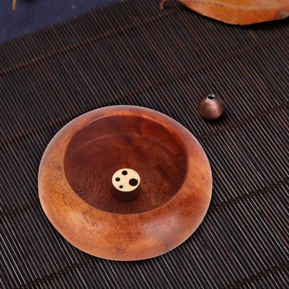 Premium Rosewood Incense Holder - Mini Round Bowl Design for Incense Sticks | Buddhist Supplies & Meditation Accessories | Perfect for Home Altar, Yoga Studio, and Spiritual Practices