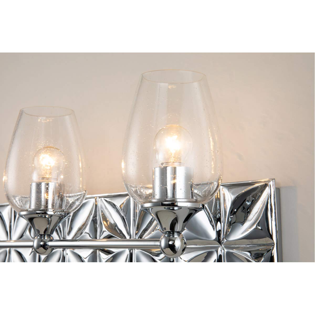 Lucas & McKearn BB1300PC-3 Epsilon Modern Bathroom Vanity Light - Polished Chrome Finish, 3-Light Fixture for Bathroom Mirror Lighting, Perfect for Home Renovation & Spa-Style Decor