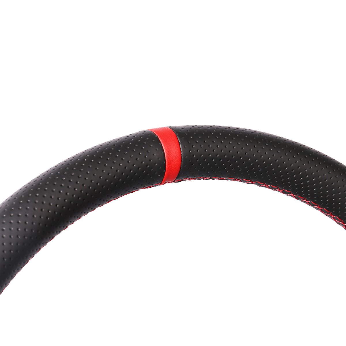 MEWANT Custom Hand-Stitched Black Suede Leather Steering Wheel Cover - Compatible with Volkswagen VW Jetta 2005-2009, Tiguan 2009-2010, Passat 2008-2009, EOS 2007-2009 | Premium Grip & Comfort for Driving | Perfect Car Interior Upgrade Accessory