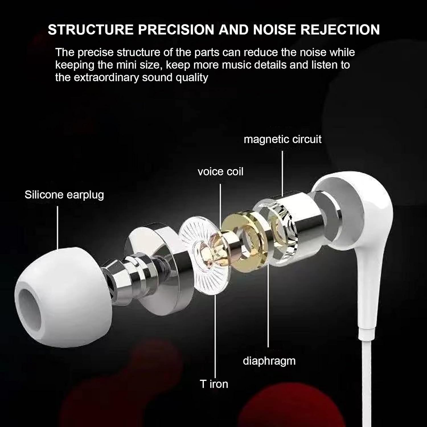 Black Wired Earbuds with Noise Cancellation - 3.5mm Stereo In-Ear Headphones with Mic for School, Gaming, Sports & Music | Perfect for Running, Workouts & Commuting | Universal Fit