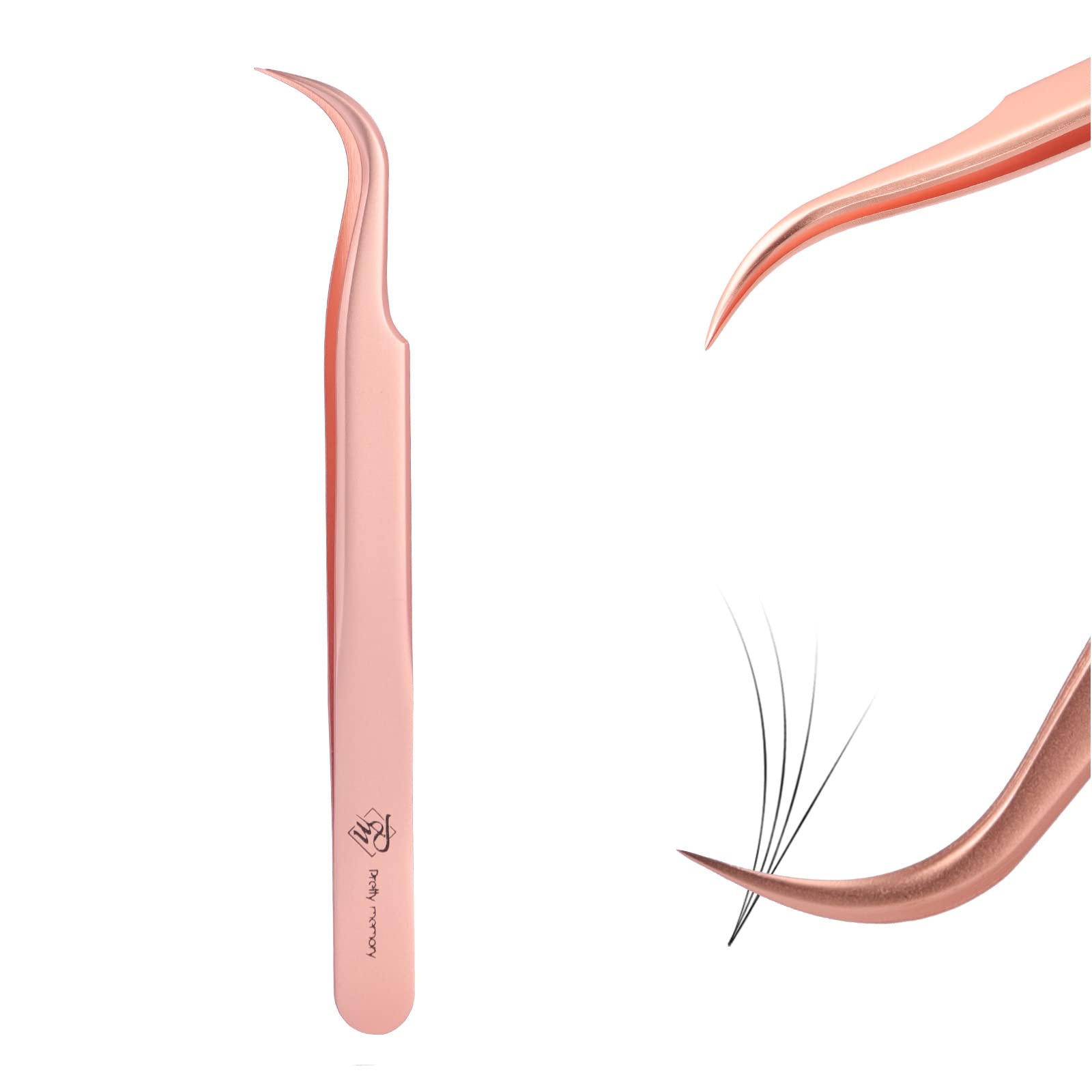 Professional Precision Stainless Steel Eyelash Extension Tweezers - Fine Pointed & Straight Lash Tweezers for Perfect Extensions with Rose Gold Finish & White Storage Bag | Ideal for Salon Professionals & DIY Lash Artists